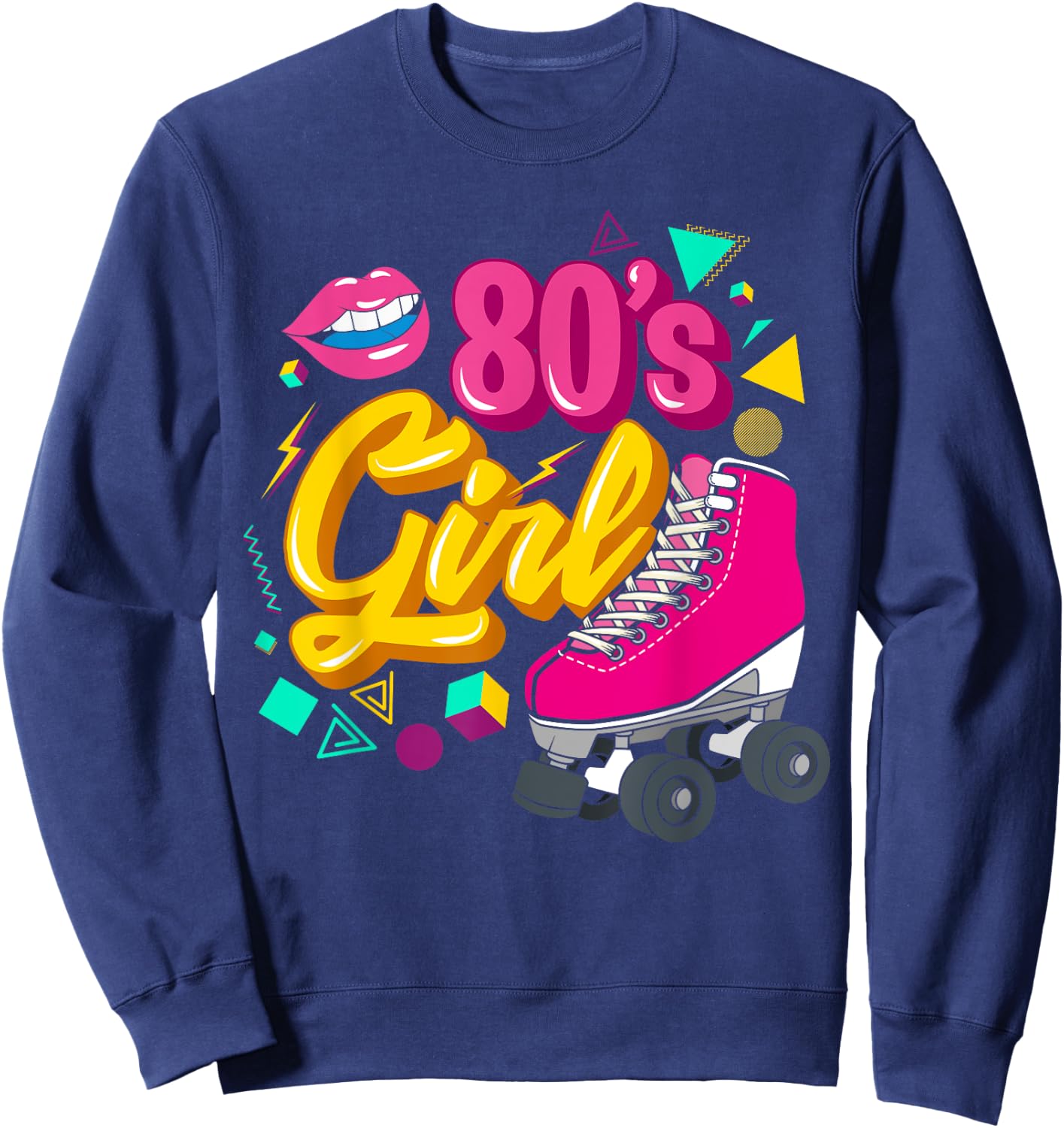 80s Party Theme Party Outfit Costume Vintage Retro 80's Girl Sweatshirt - Sweatshirt | Navy