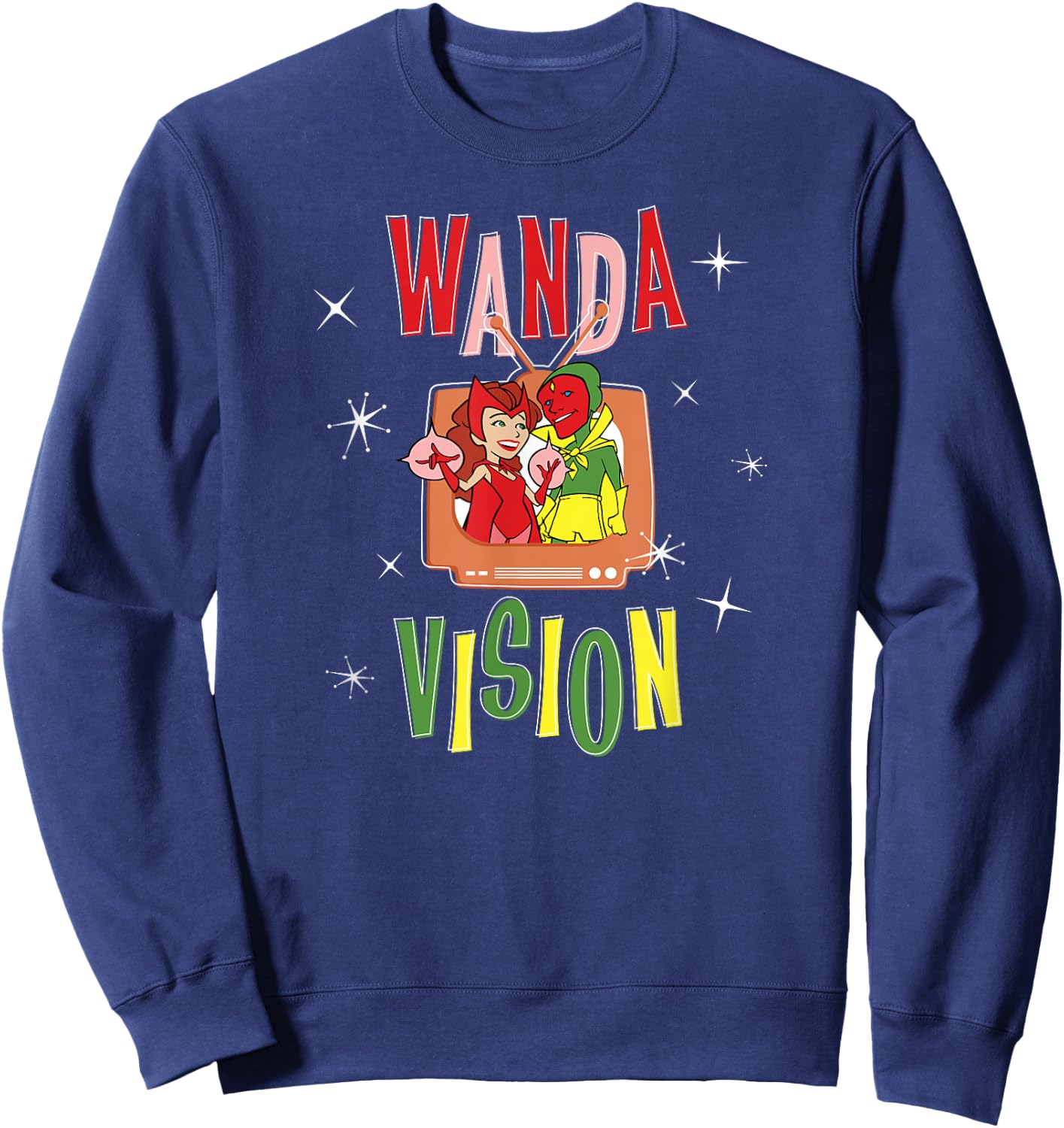 Marvel WandaVision Wanda & Vision Retro TV Artwork Small Sweatshirt - Sweatshirt | Navy