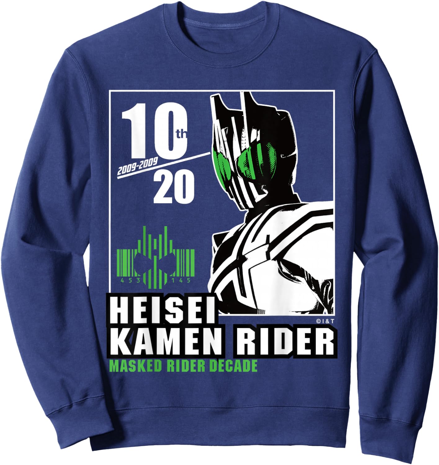 Kamen Rider Decade Heisei Rider Anniversary - Black, Small, , Modern, Casual, Short Sleeve, , Pull On, Imported, Adult, Men, Youth, Anime, Themed, Anniversary Design Sweatshirt - Sweatshirt | Navy
