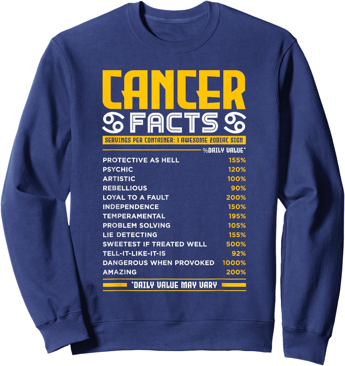Cancer Zodiac Facts Traits Horoscope Sign Astrology Gift Sweatshirt - Sweatshirt | Navy