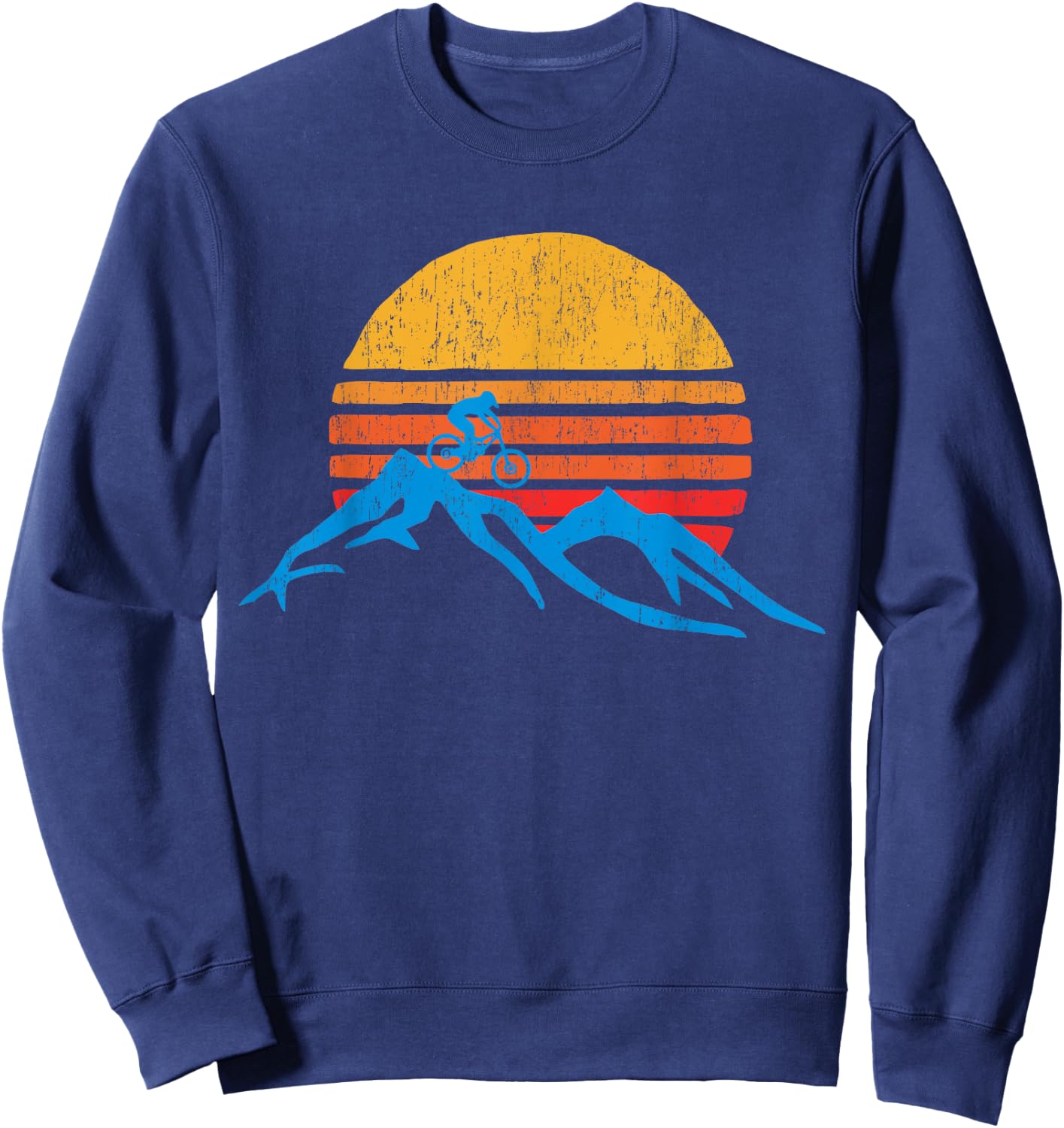 Mountain Bike Vintage Sunset Design Graphic Sweatshirt - Sweatshirt | Navy