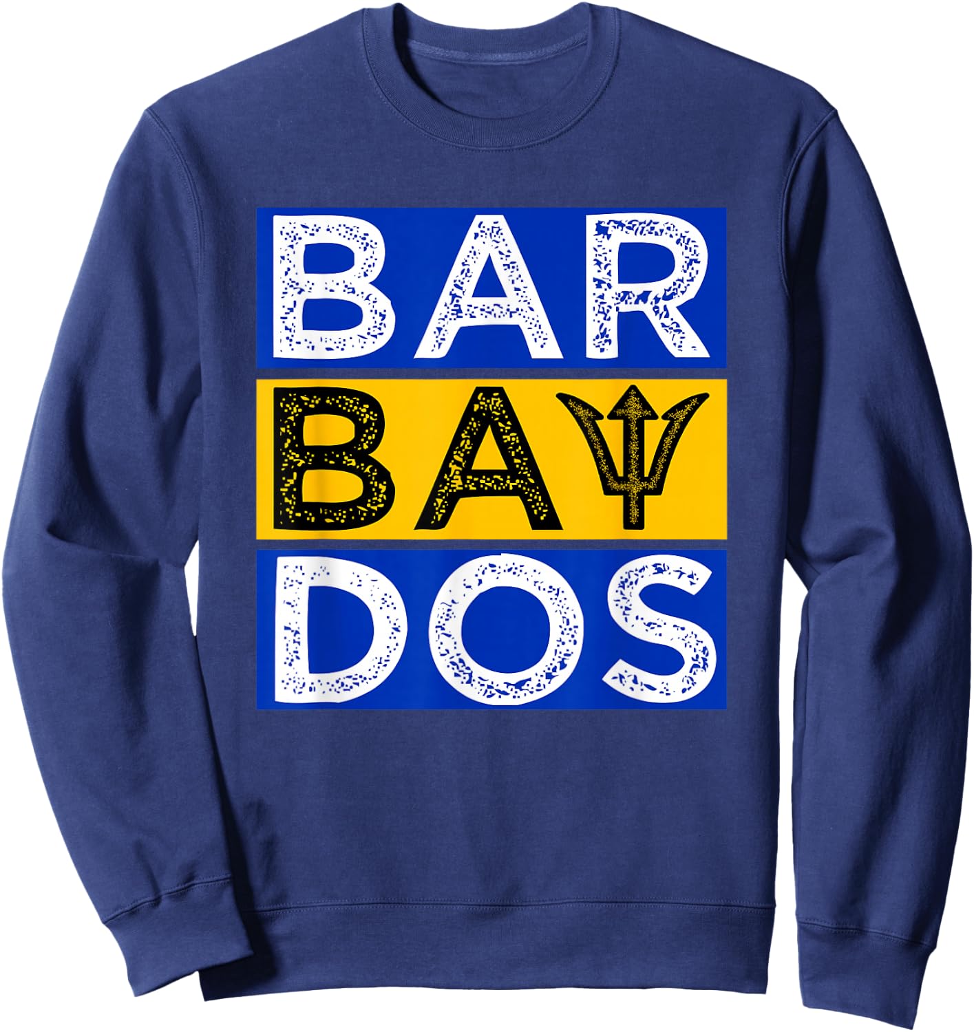 Barbados Flag With Barbados Trident Bajan Soca Sweatshirt - Sweatshirt | Navy