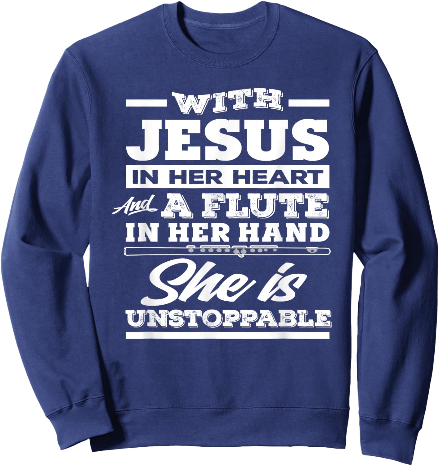 Christian Flute Player Gift Woman Girl Flutist Sweatshirt - Sweatshirt | Navy
