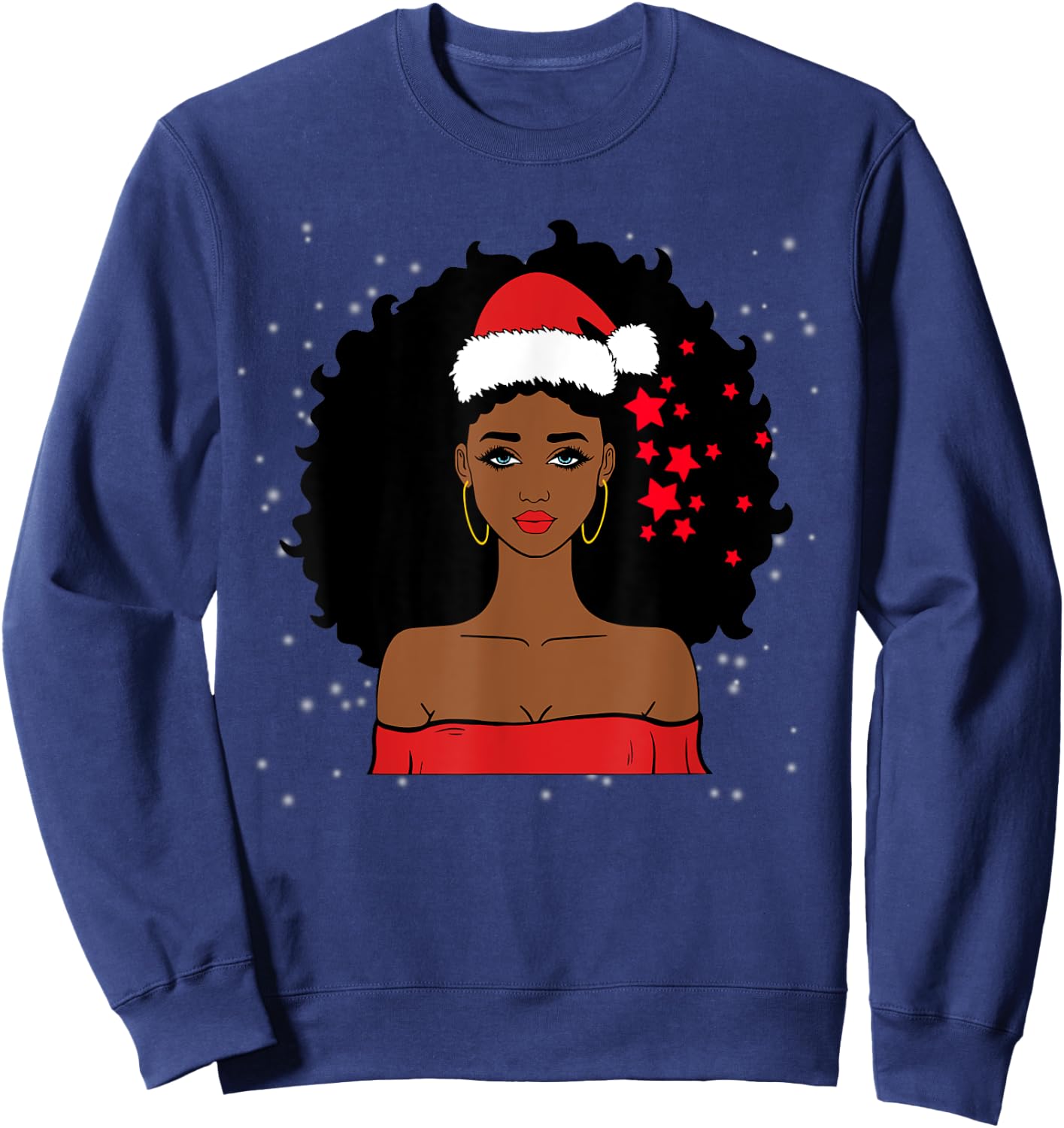 African American Christmas Santa Claus Sweatshirt - Sweatshirt | Navy
