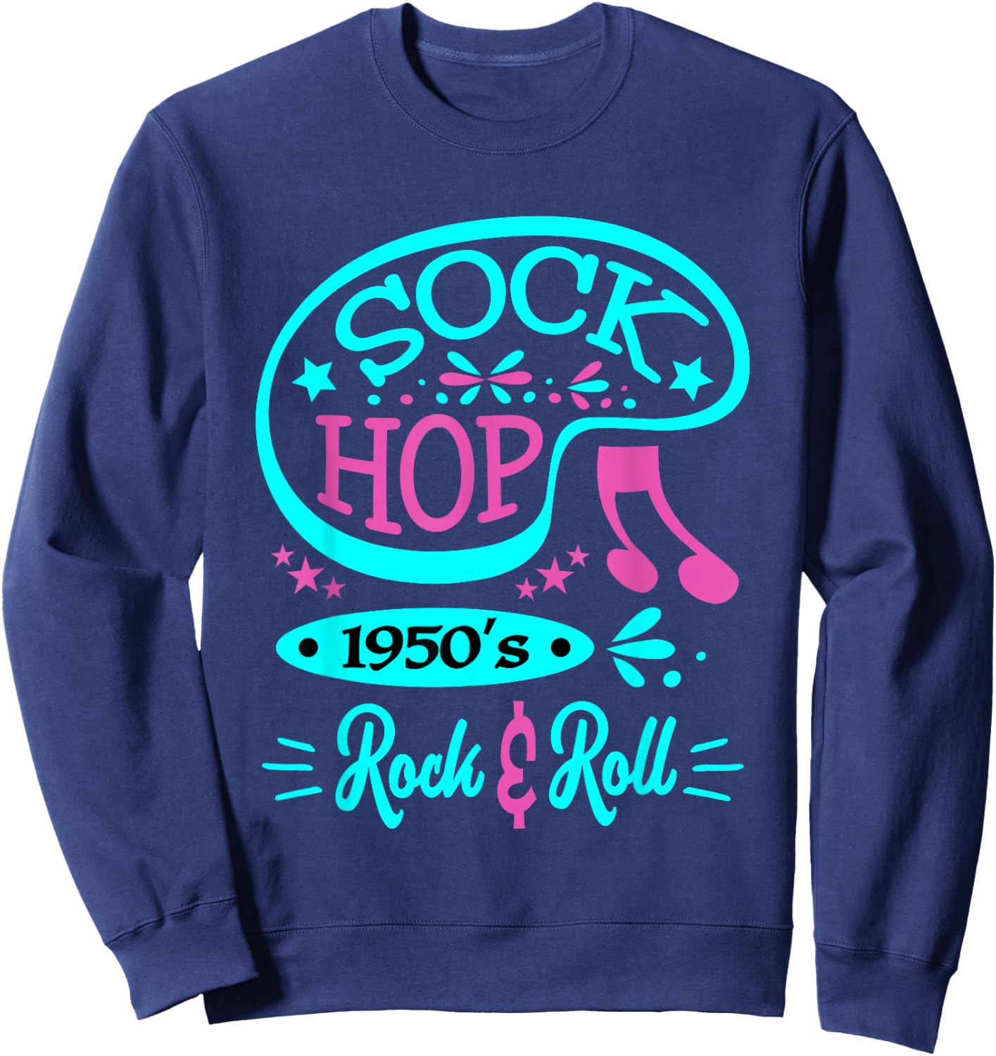 1950s Sock Hop Rockabilly Clothing Rock N Roll Greaser 50s Sweatshirt - Sweatshirt | Navy