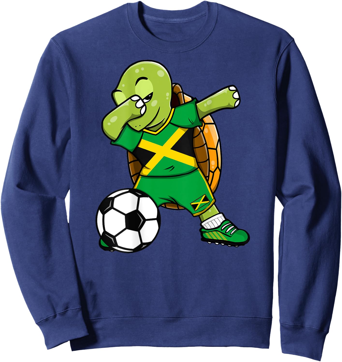 Dabbing Turtle Jamaica Soccer Fans Jersey Jamaican Football Sweatshirt - Sweatshirt | Navy
