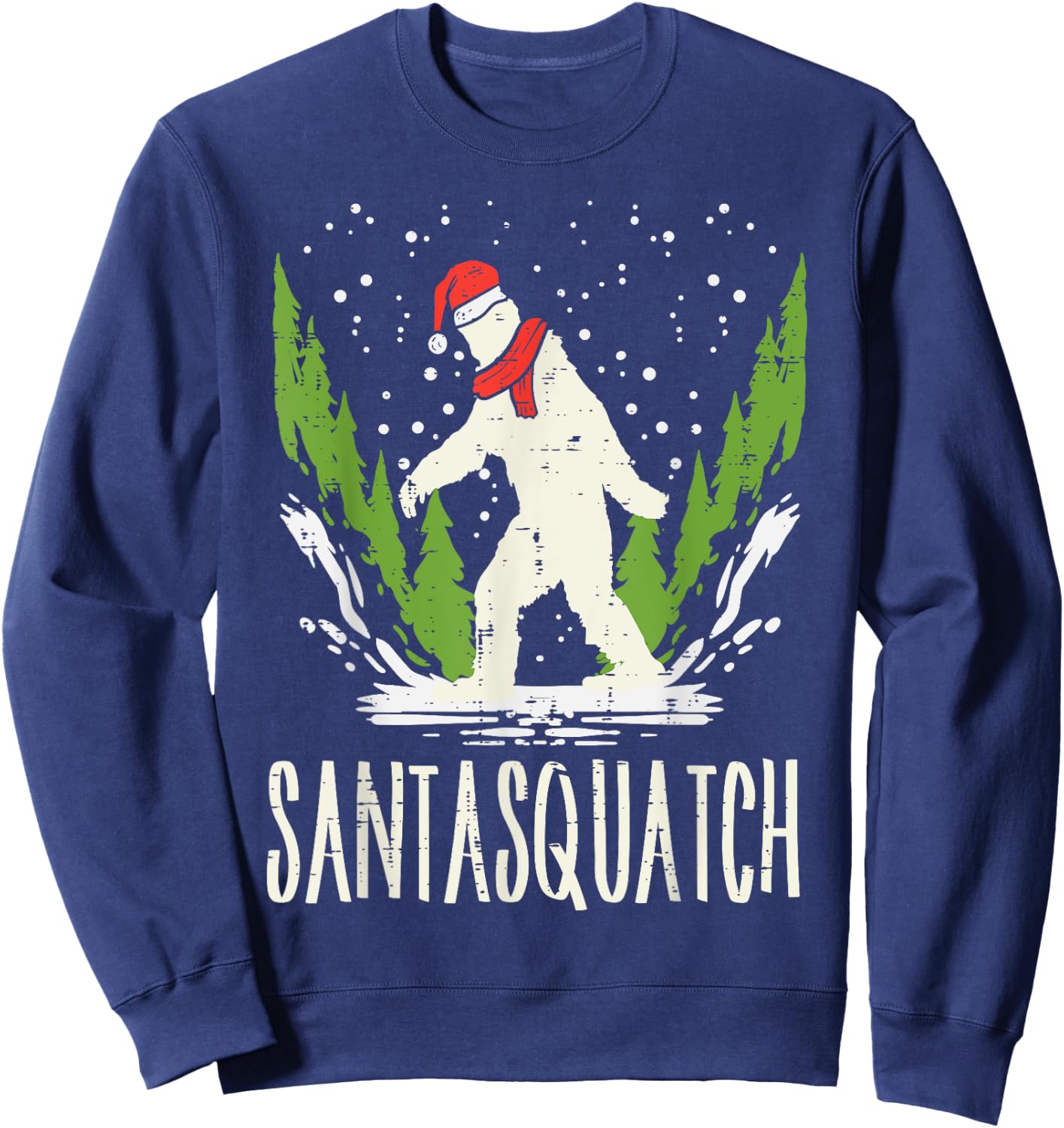 Bigfoot Sasquatch Santa Squatch Christmas Xmas Pajama PJ Sweatshirt - Sweatshirt | Navy