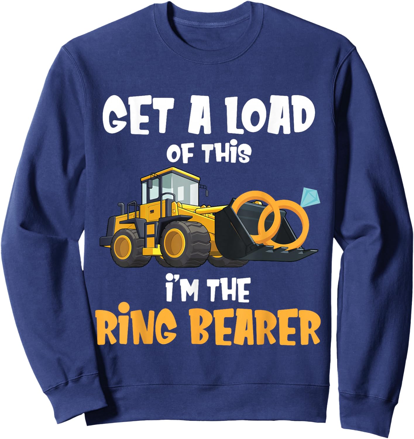 Funny Wedding Party Ring Bearer Excavator Boys Ring Bearer Sweatshirt - Sweatshirt | Navy