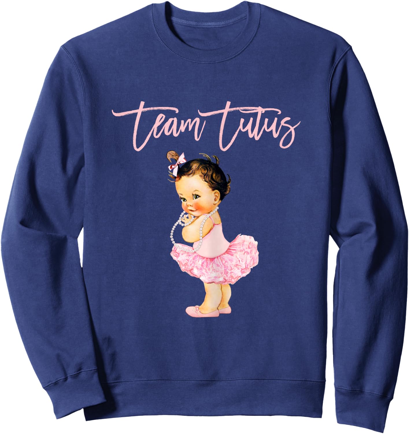 Team Tutu Girl Gender Reveal Baby Shower Touchdown Brunette Sweatshirt - Sweatshirt | Navy