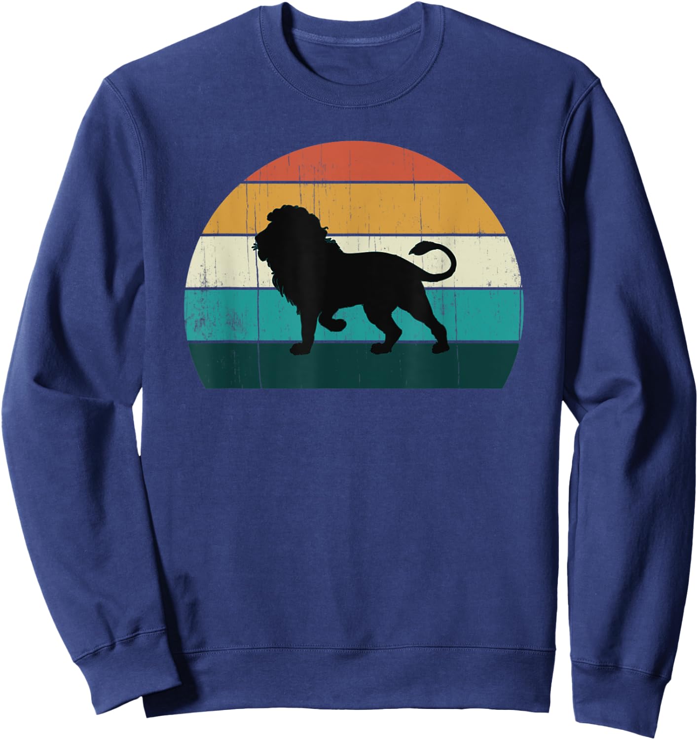 Retro Lion Mane Pride - Vintage Sunset African Land Mammals Sweatshirt - Sweatshirt | Navy