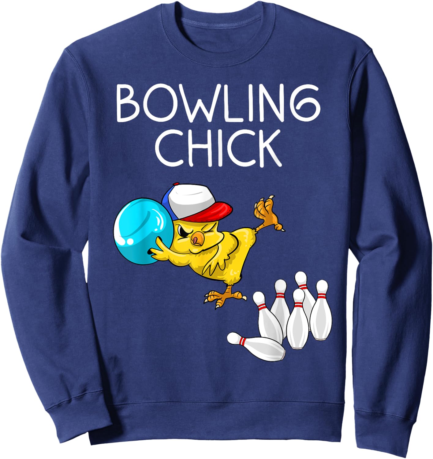 Funny Bowling Gift Women Cute Bowling Chick Sports Athlete Sweatshirt - Sweatshirt | Navy