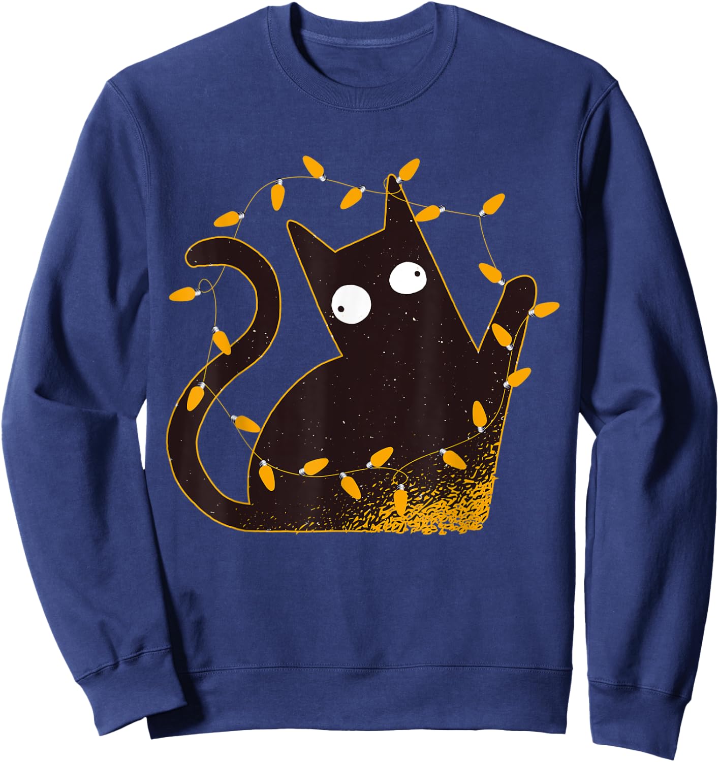 Meowy Catmas Meowie Christmas Sweater Naughty Cat Light Tree Sweatshirt - Sweatshirt | Navy