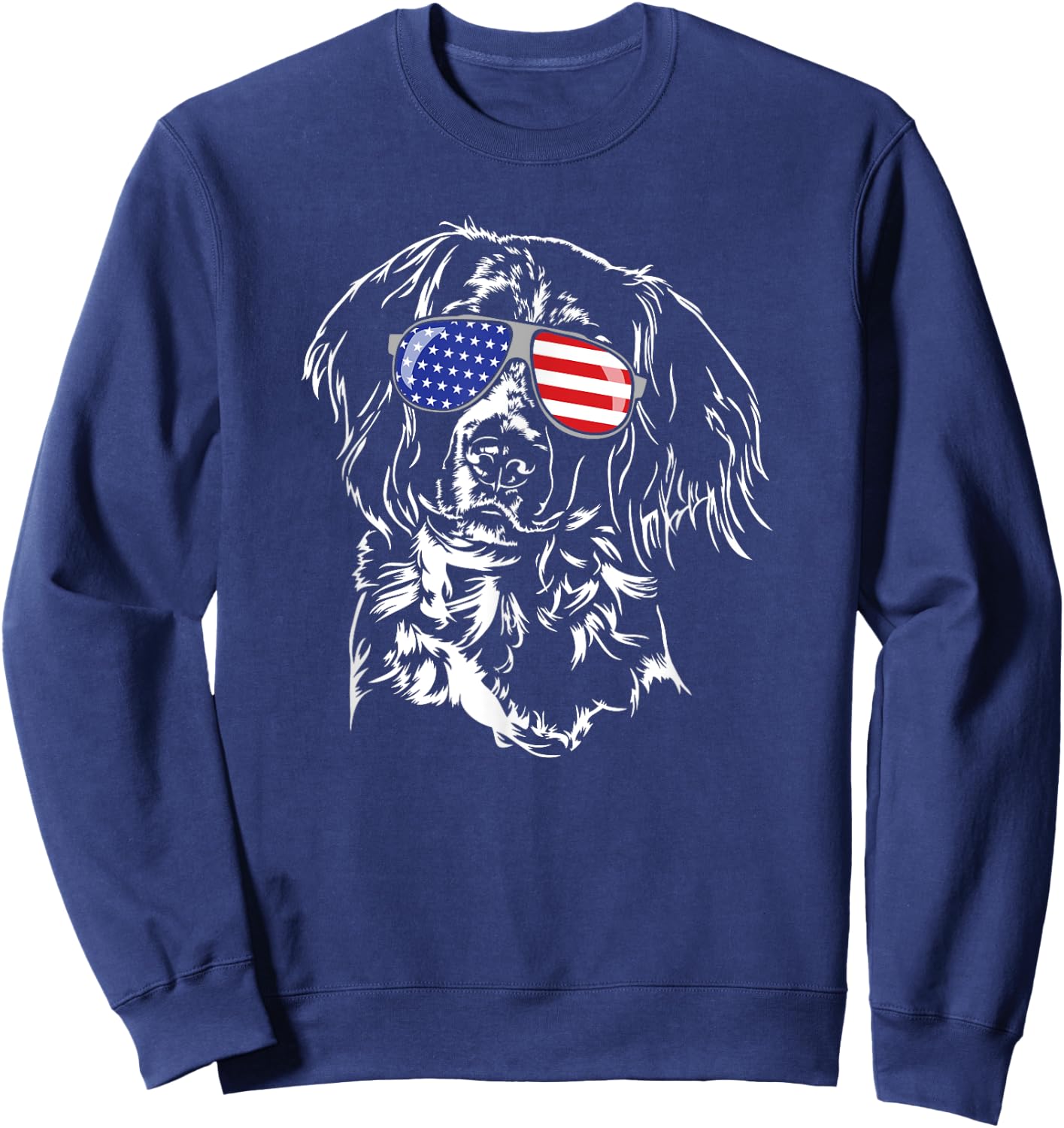 Funny Proud Small Munsterlander Pointer American Flag dog Sweatshirt - Sweatshirt | Navy