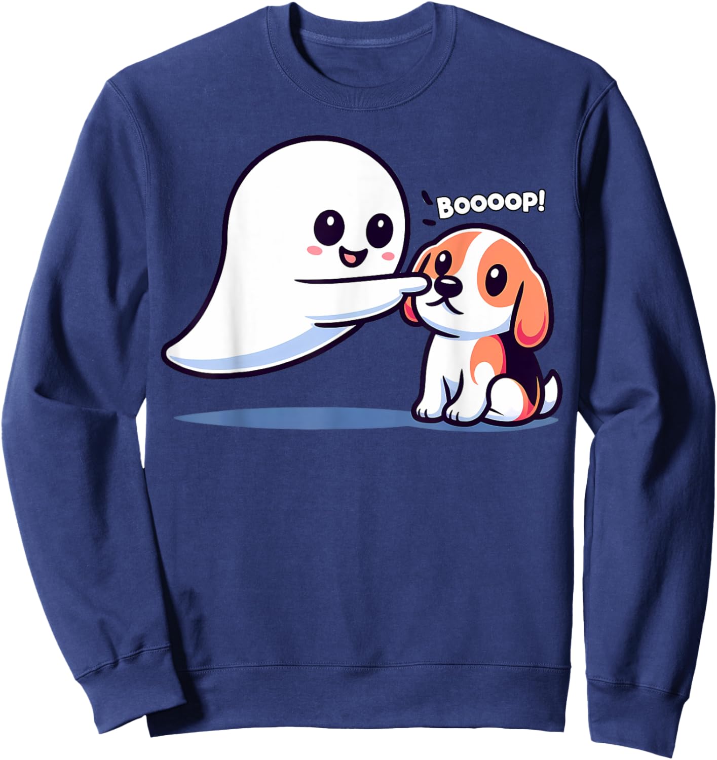 Funny Halloween Ghost Beagle Dog Boop Silly Puppy Humor Women Kids Sweatshirt - Sweatshirt | Navy