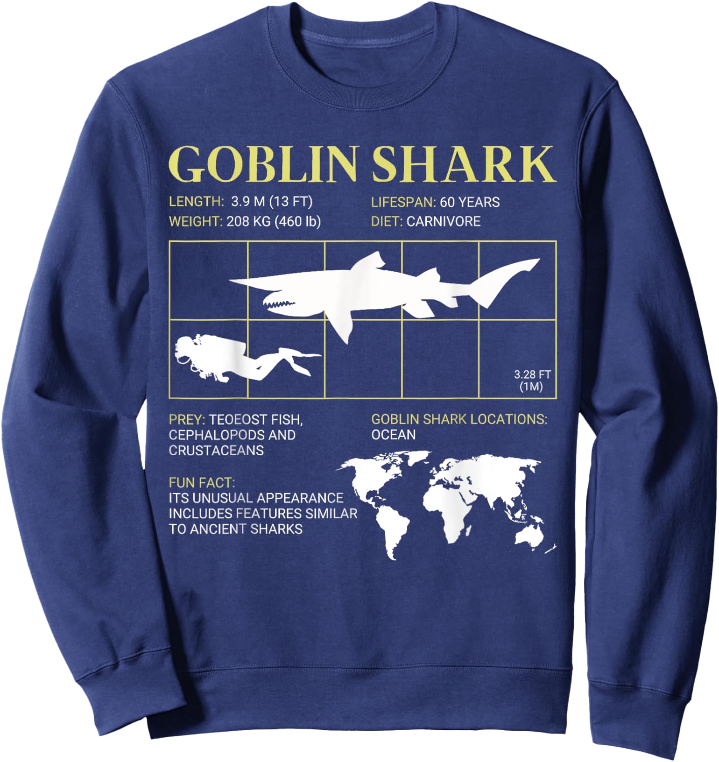 Goblin Shark Living Fossil Deep-Sea Shark Sweatshirt - Sweatshirt | Navy
