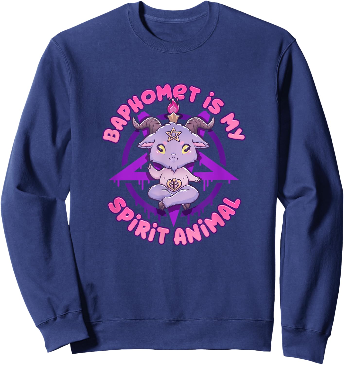 Baphomet Is My Spirit Animal I Cute Satanic Goat Sweatshirt - Sweatshirt | Navy