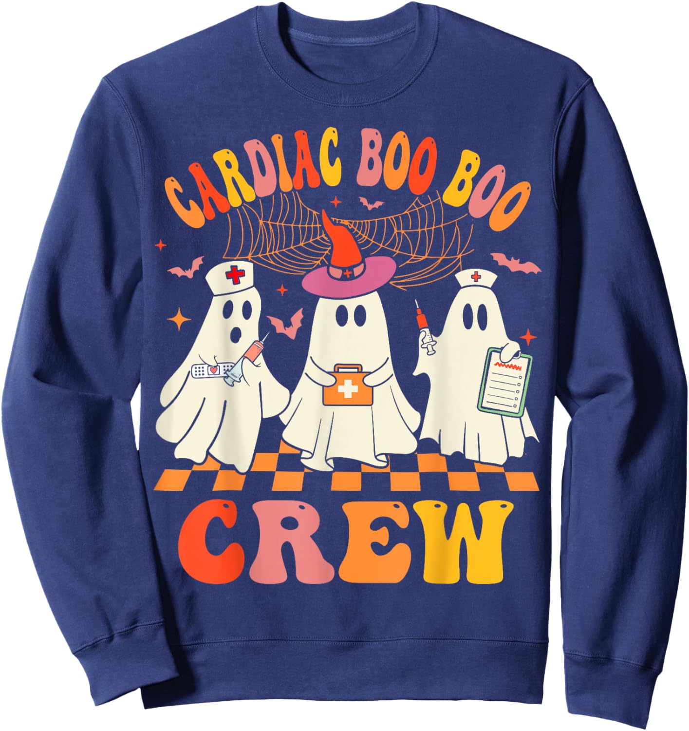 Halloween Cardiology Nurse Costume Cardiac Boo Crew Nurse Sweatshirt - Sweatshirt | Navy