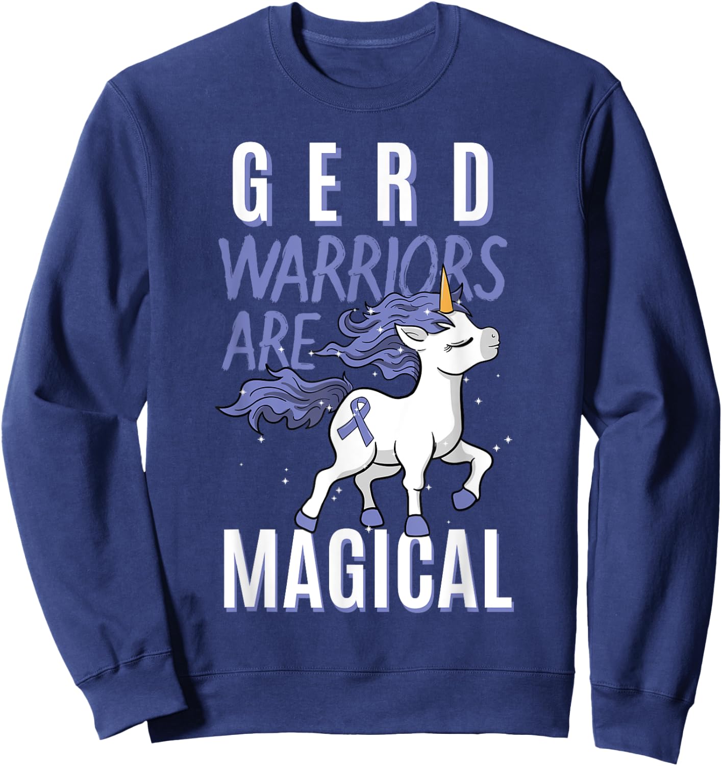 GERD Warrior Gastroesophageal Reflux Disease Unicorn Lover Sweatshirt - Sweatshirt | Navy