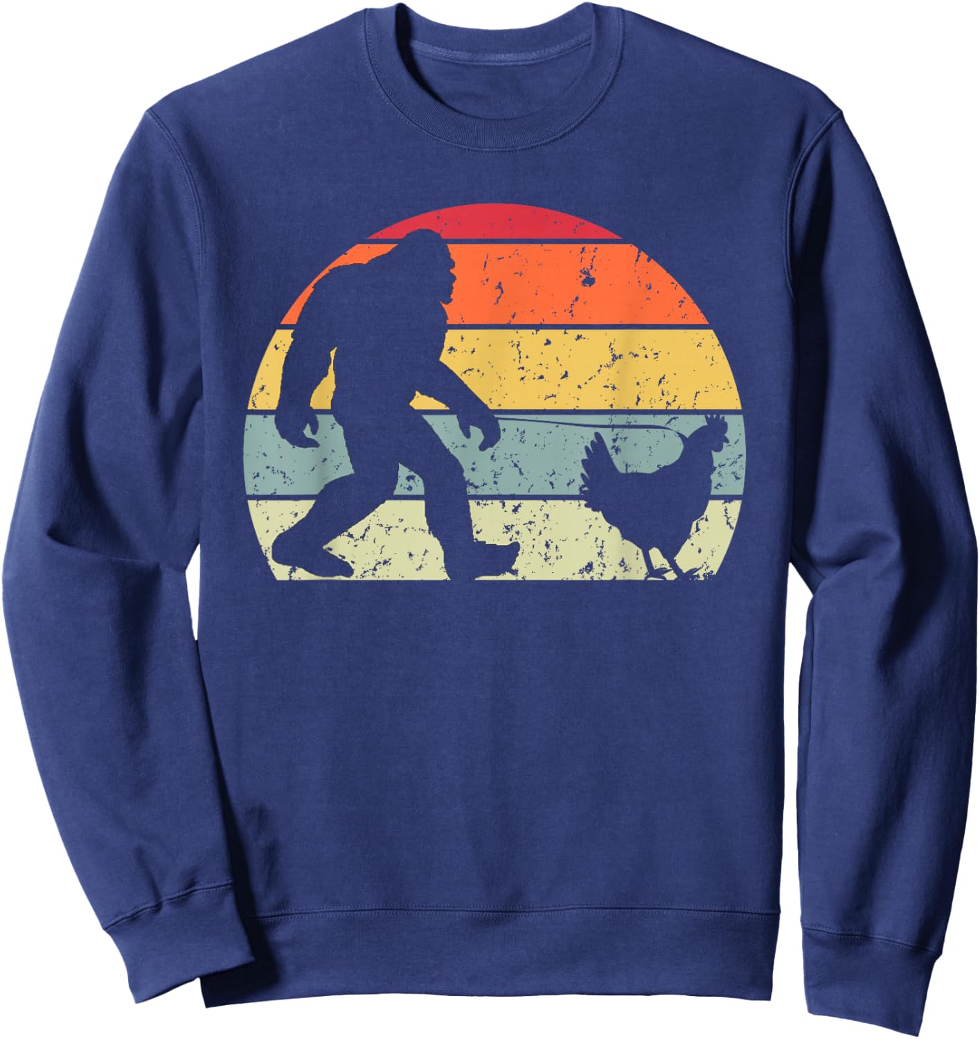 Funny Yeti Retro Vintage Sasquatch Bigfoot Walking Chicken Sweatshirt - Sweatshirt | Navy