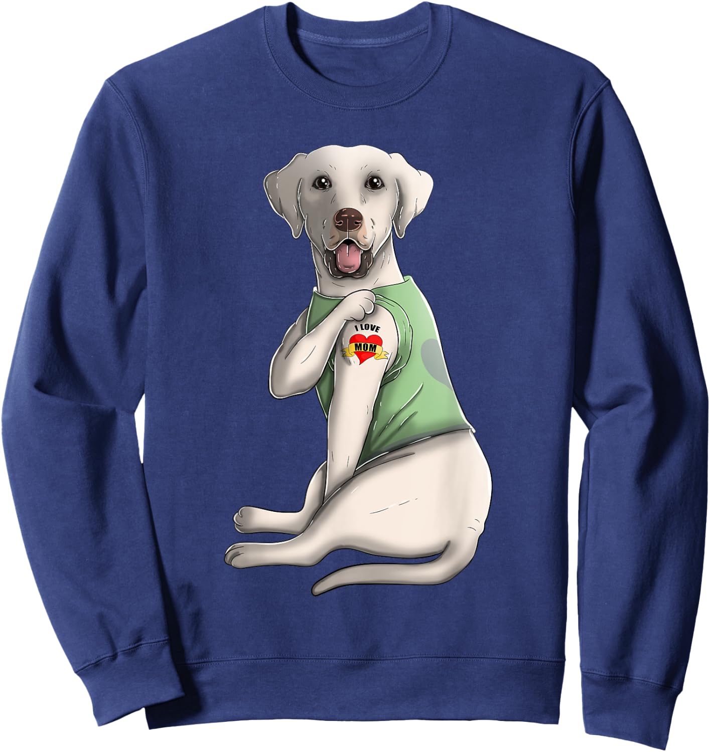 Labrador Retriever I Love Mom Tattoo Dog Shirt Mother's Day Men Women Kids Sweatshirt - Sweatshirt | Navy