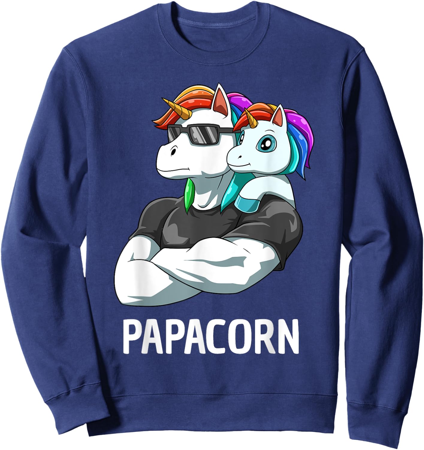Papacorn - Father Daughter Unicorns Sweatshirt - Sweatshirt | Navy