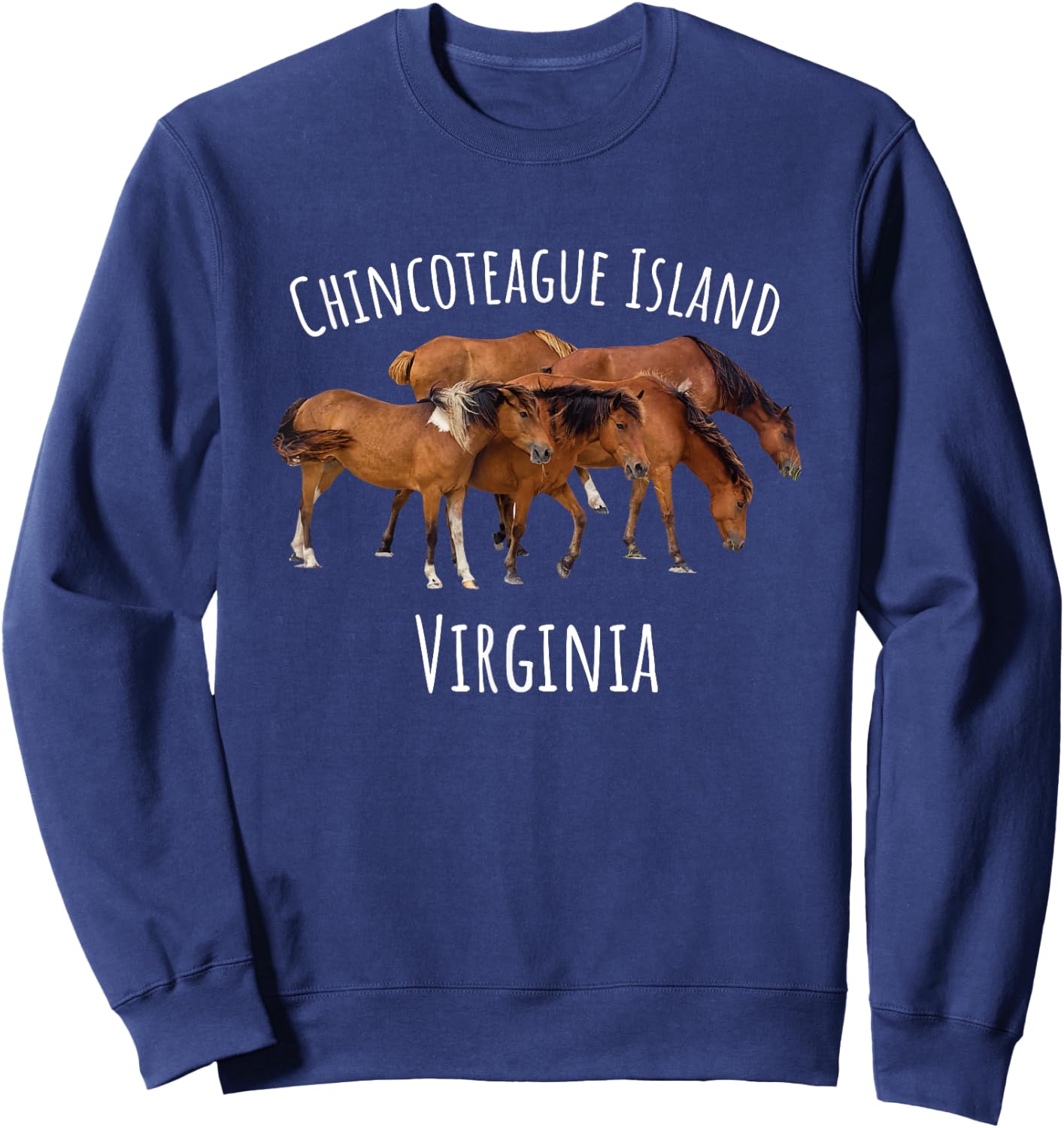 Chincoteague Island Virginia Horse Assateague Pony Sweatshirt - Sweatshirt | Navy