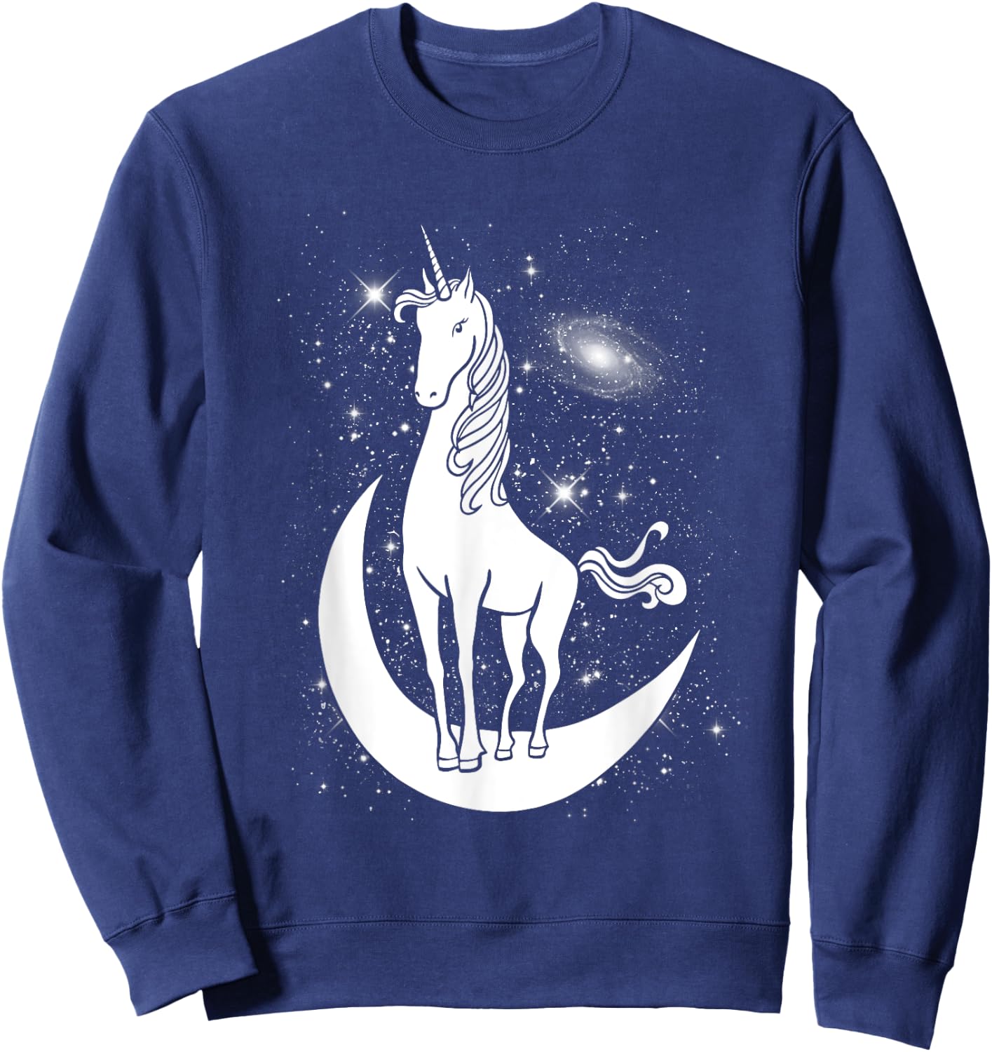Unicorn Standing on Crescent Moon Magic Unicorn Gift Sweatshirt - Sweatshirt | Navy