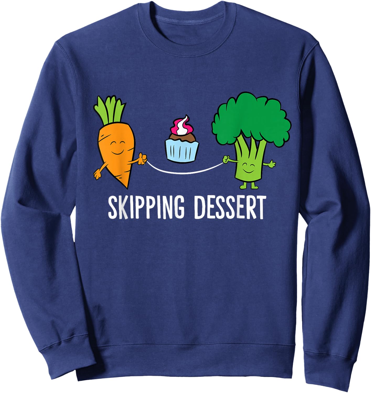 Broccoli Carrot Vegetable Skipping Dessert Cupcake Sweatshirt - Sweatshirt | Navy