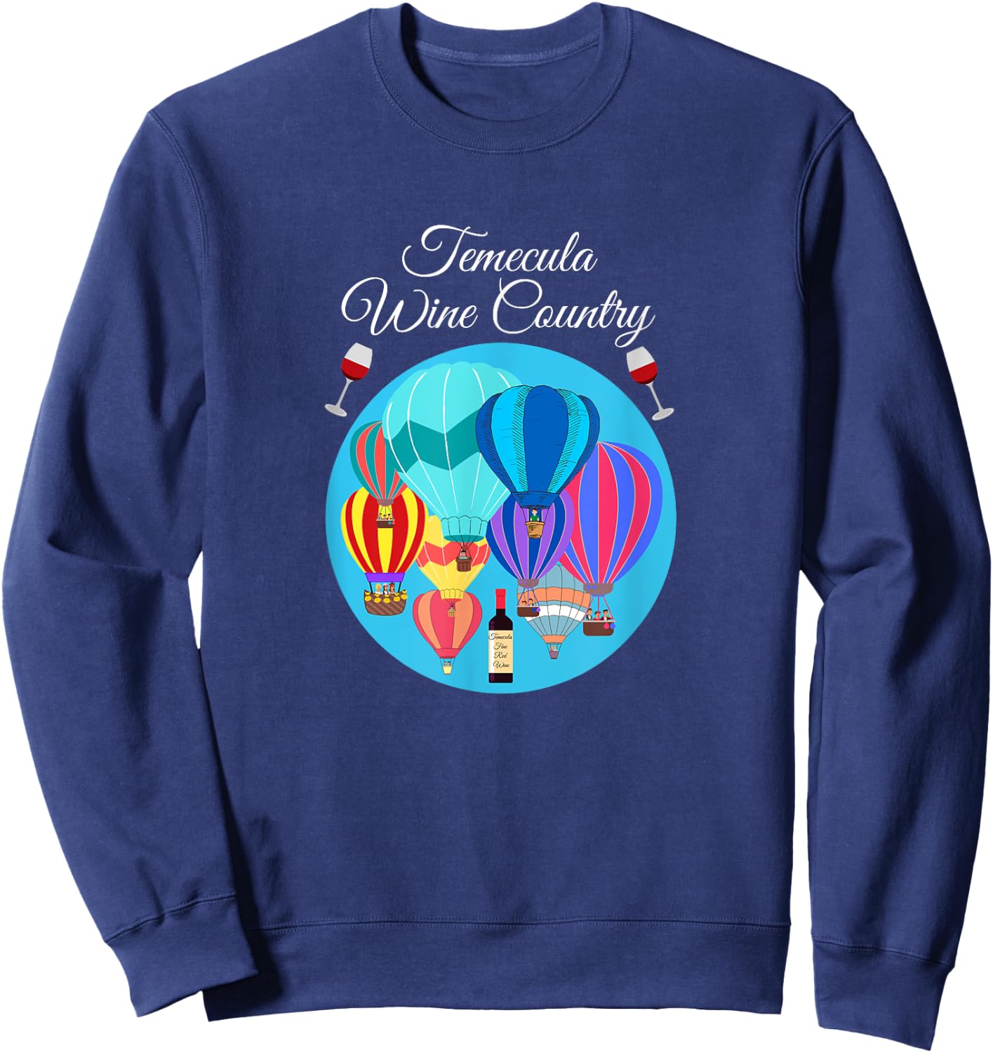 Temecula Wine country hot air balloons cute design Men Women Sweatshirt - Sweatshirt | Navy