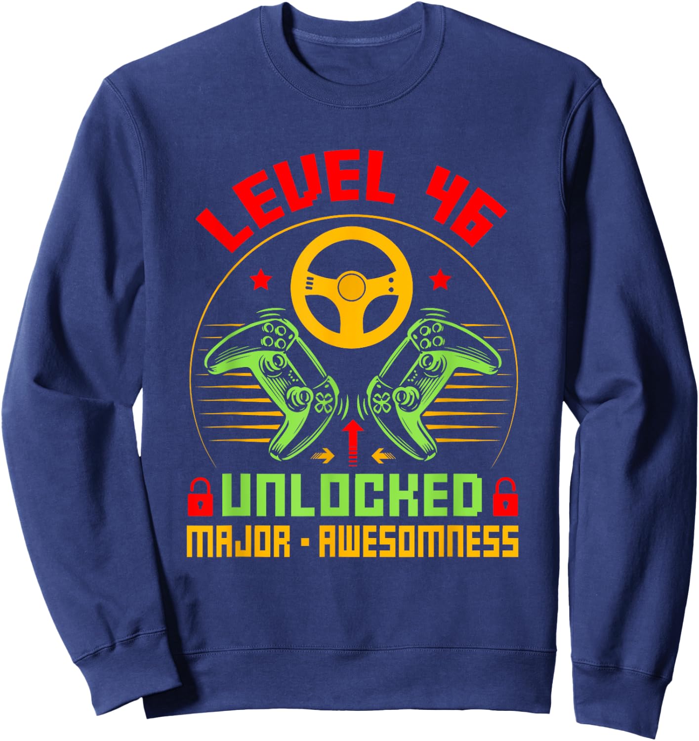 Unlocked Level 46 Birthday Boy Video Game Controller Sweatshirt - Sweatshirt | Navy