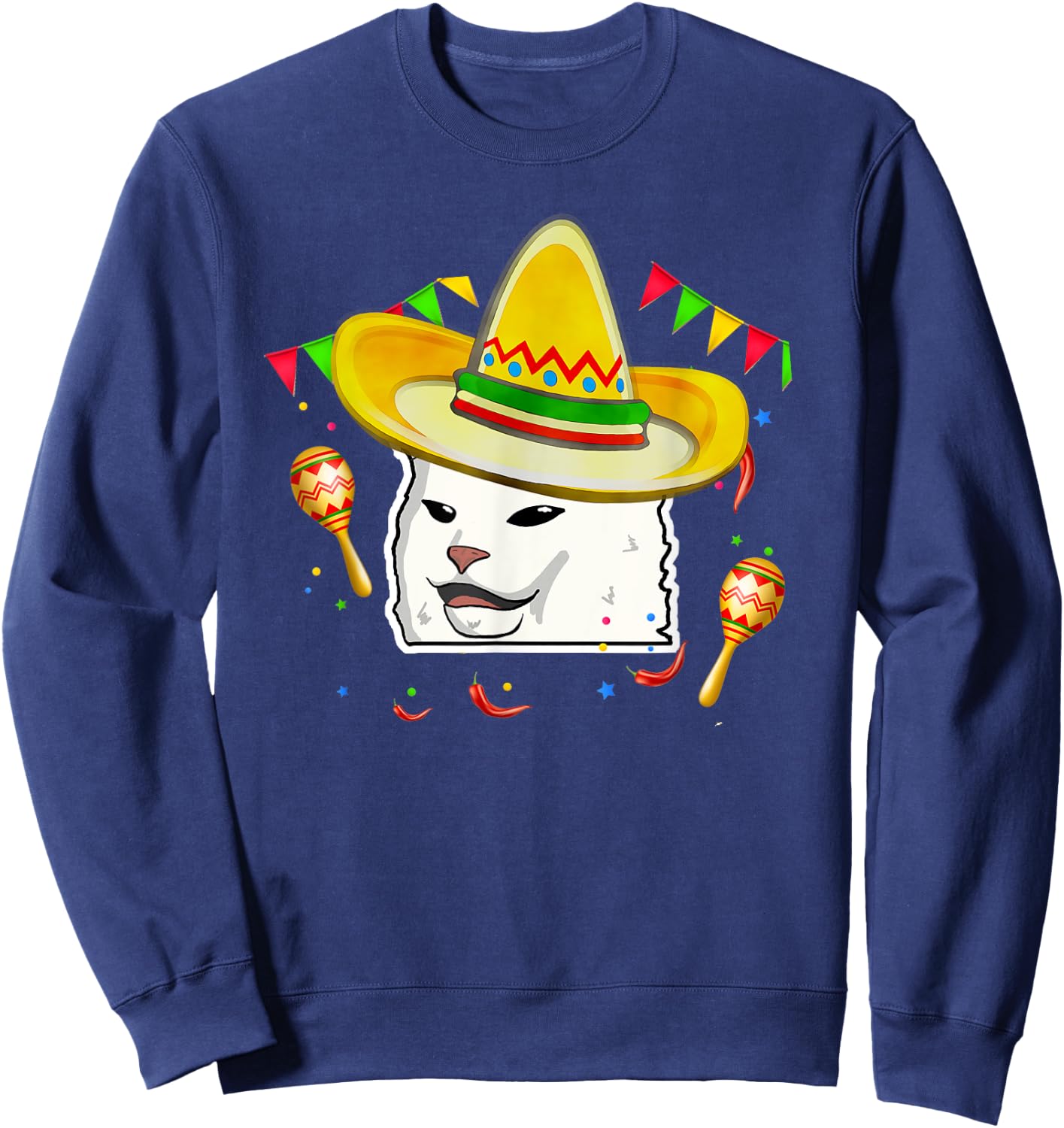 Cinco De Mayo Smudge Cat Mexican Lover Sombrero Cat Gifts Women Sweatshirt - Sweatshirt | Navy