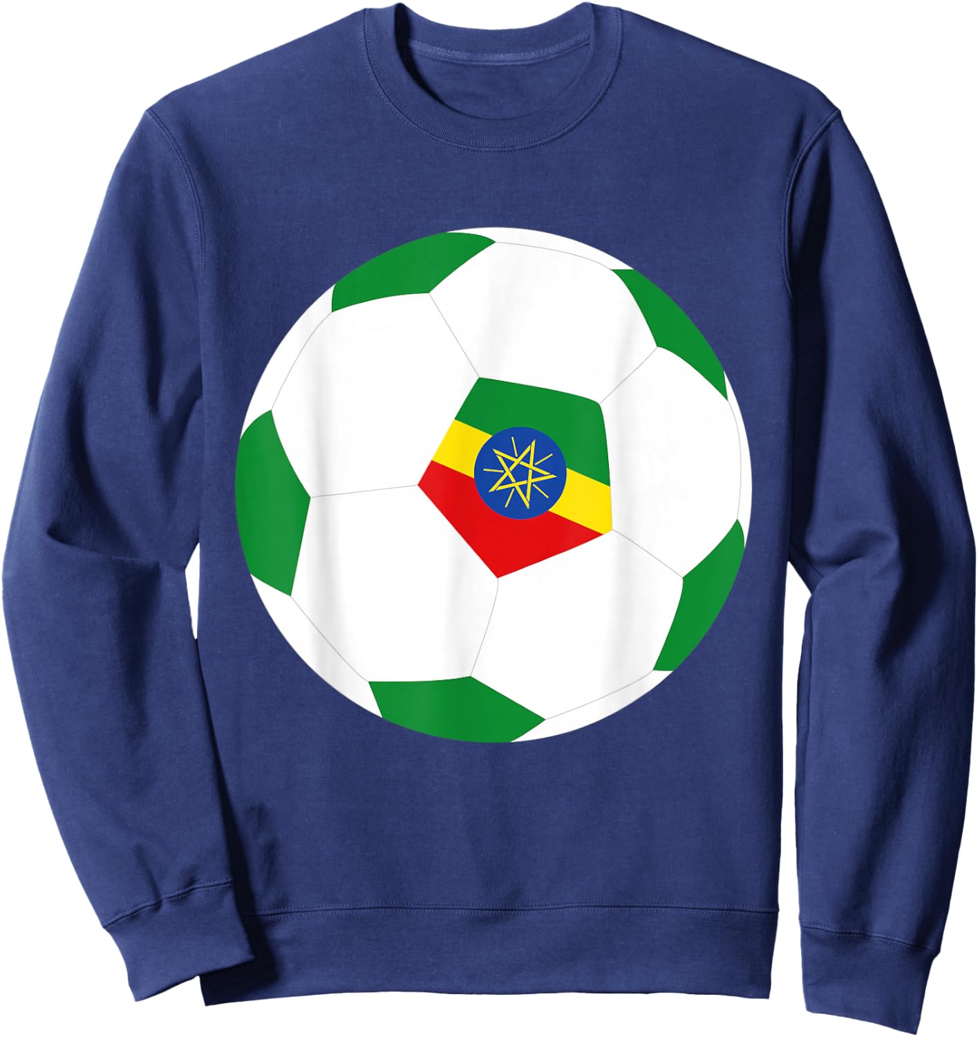 Ethiopia Soccer Ball Ethiopian Flag Jersey Pride Print Sweatshirt - Sweatshirt | Navy