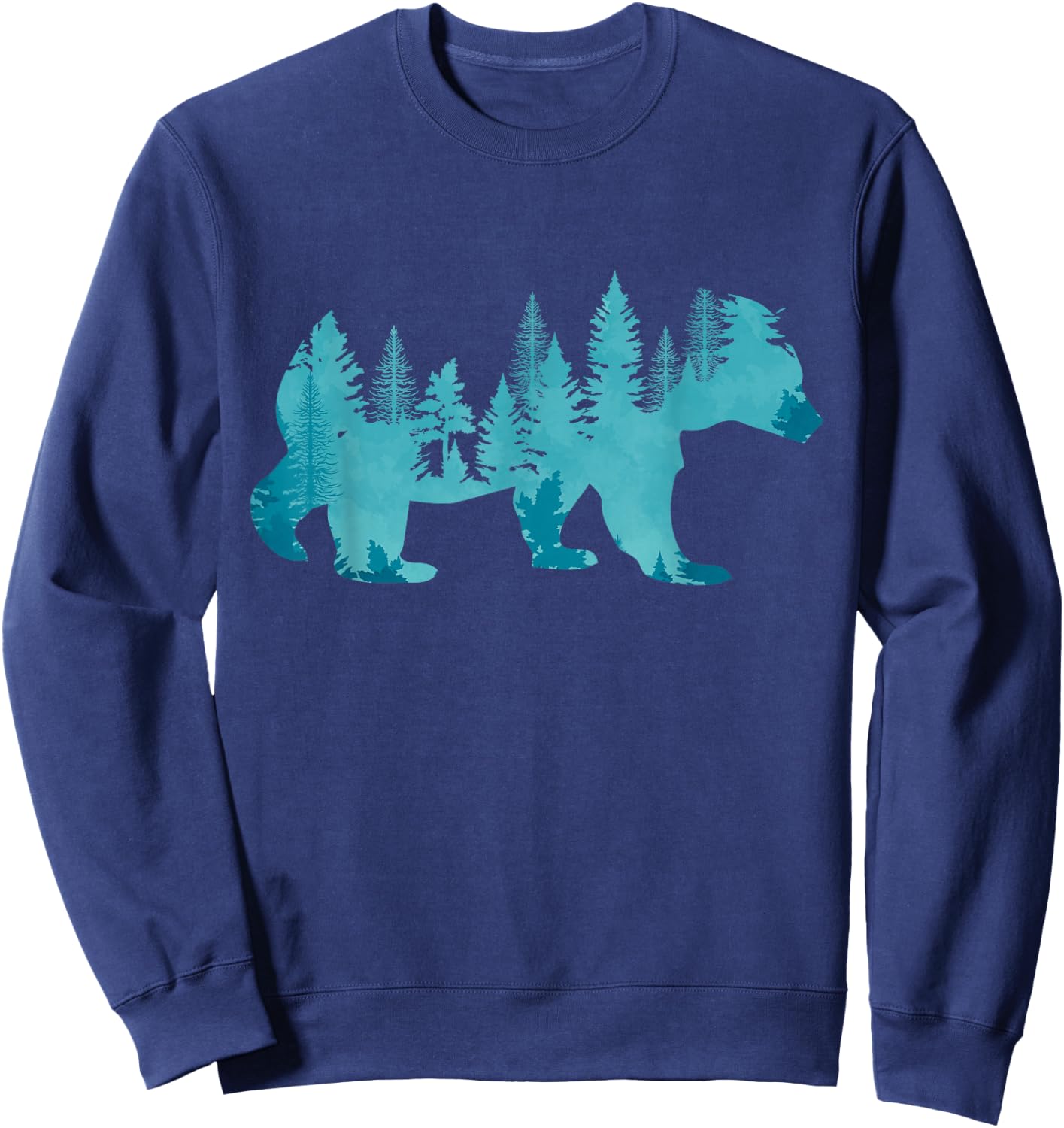 Nature Forest Mountains Trees Wildlife Animal Brown Bear Small Sweatshirt - Sweatshirt | Navy