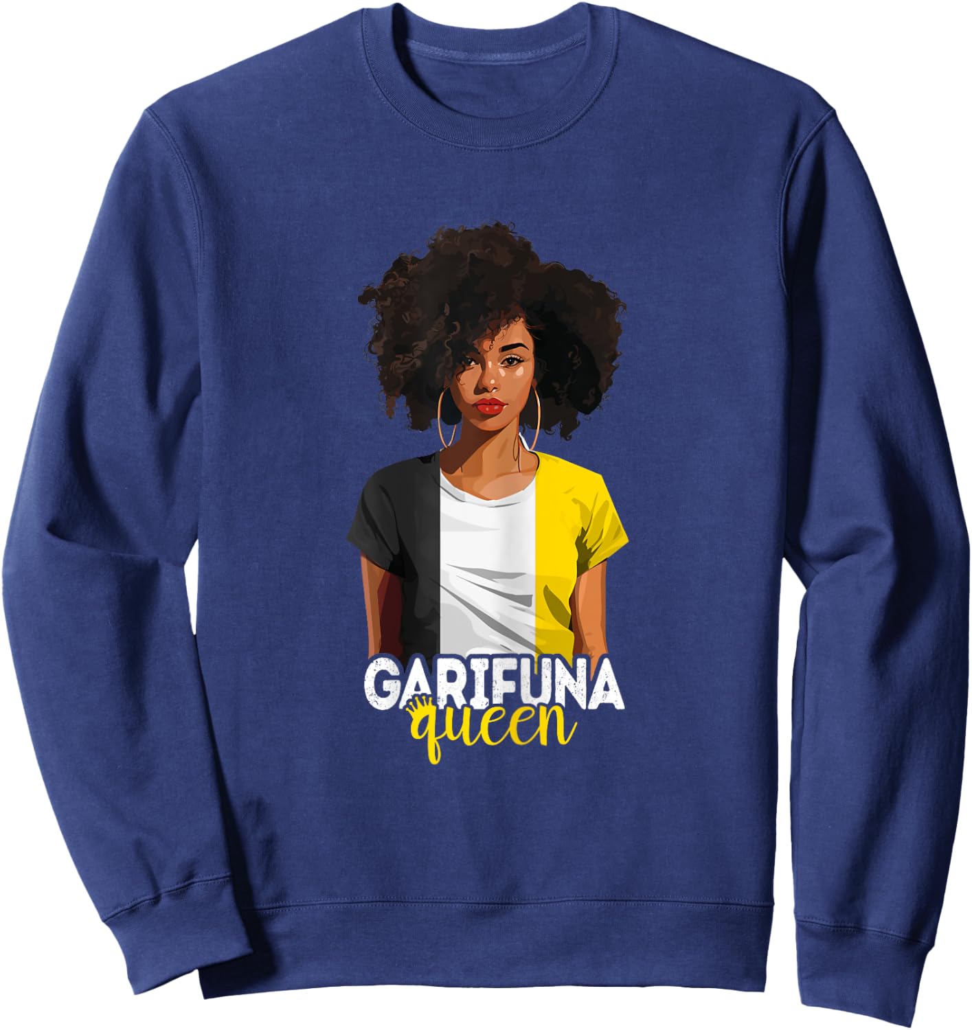 Garifuna Queen Black Afro Caribbean Flag Black History Sweatshirt - Sweatshirt | Navy