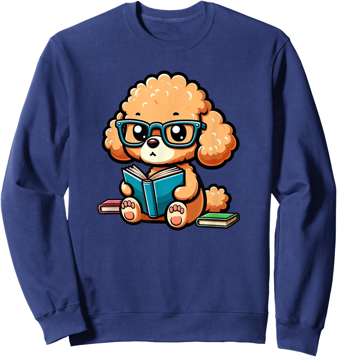 Toy Poodle Reading Funny Dog Book Lover Sweatshirt - Sweatshirt | Navy