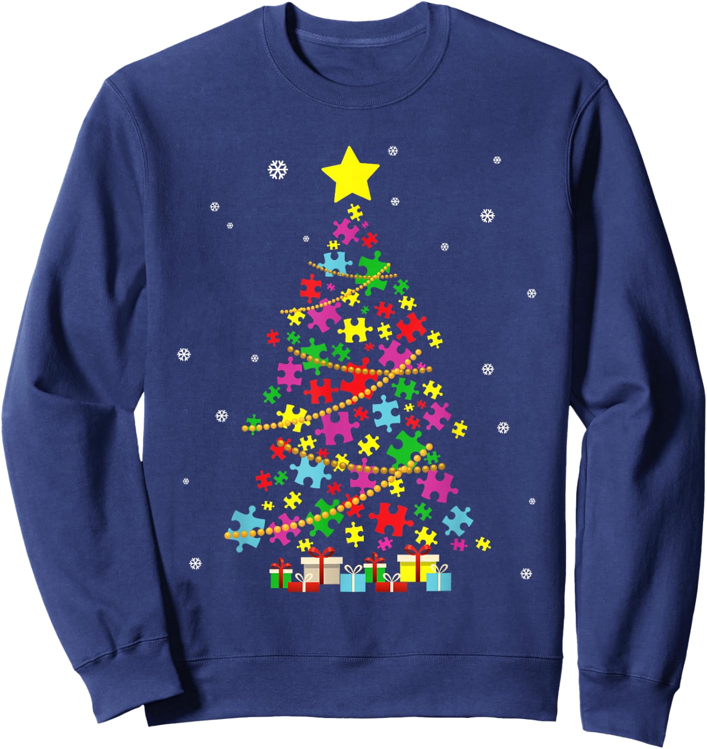 Autism Christmas Tree Autism Christmas Sweatshirt - Sweatshirt | Navy