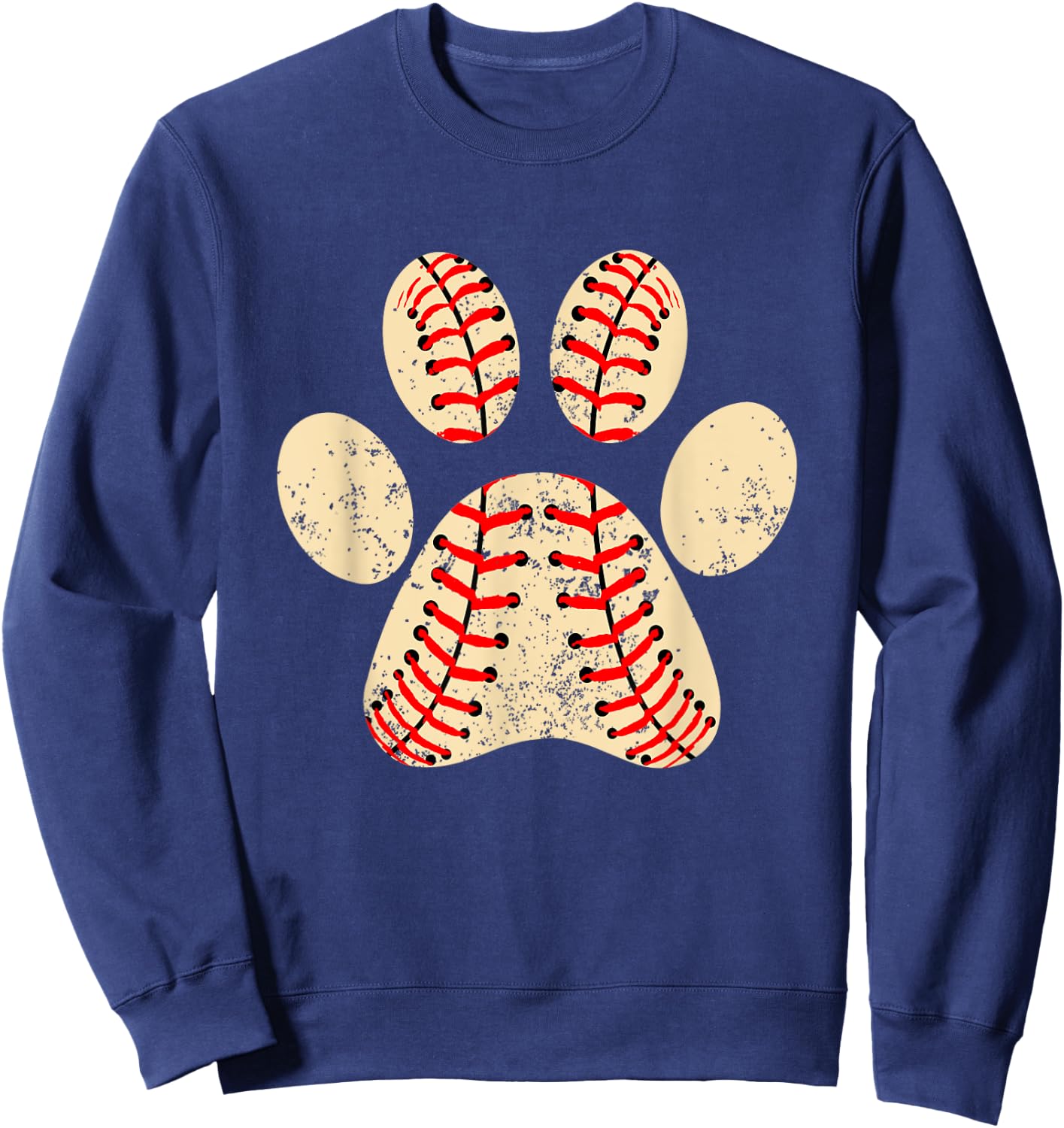 Baseball Dog Paw Print Sports Puppy Lover Mom Dad Sweatshirt - Sweatshirt | Navy