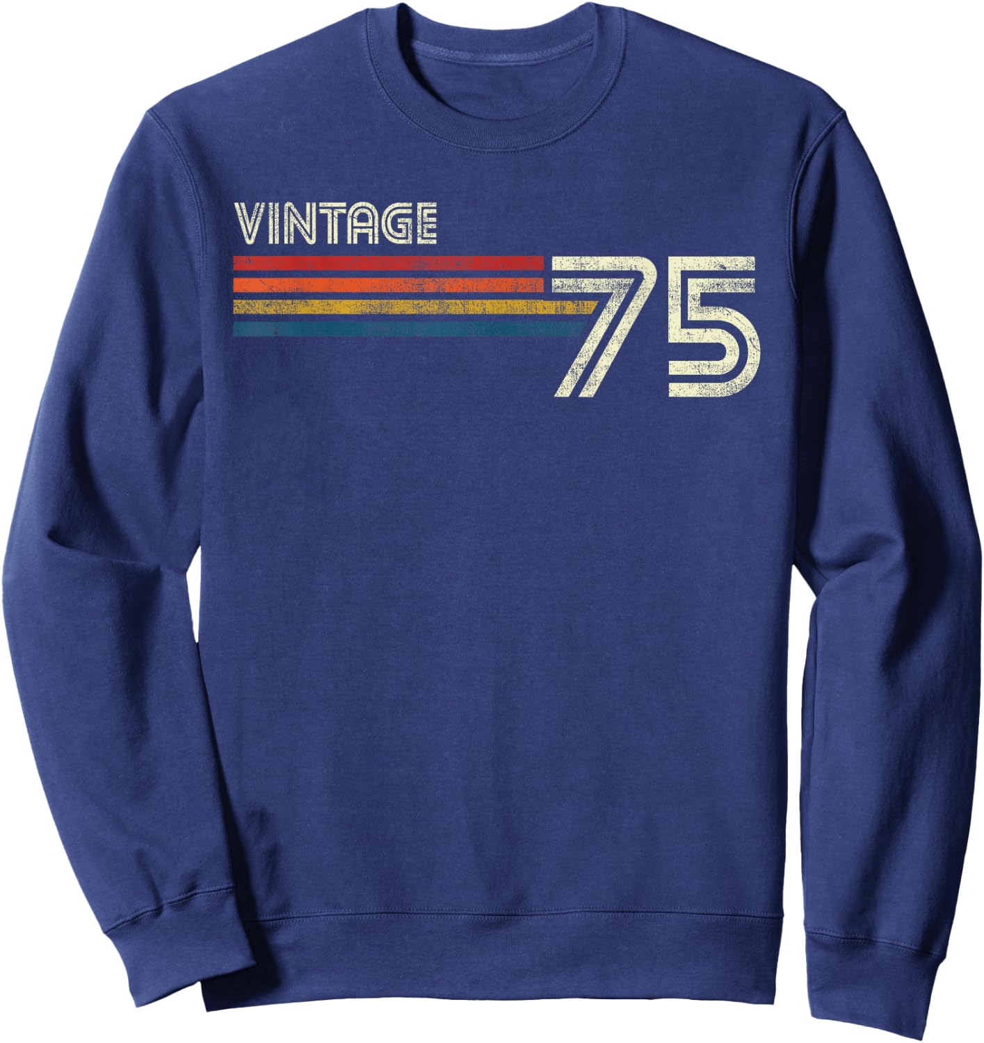 Vintage 1975 Chest Stripe 48 Birthday Sweatshirt - Sweatshirt | Navy