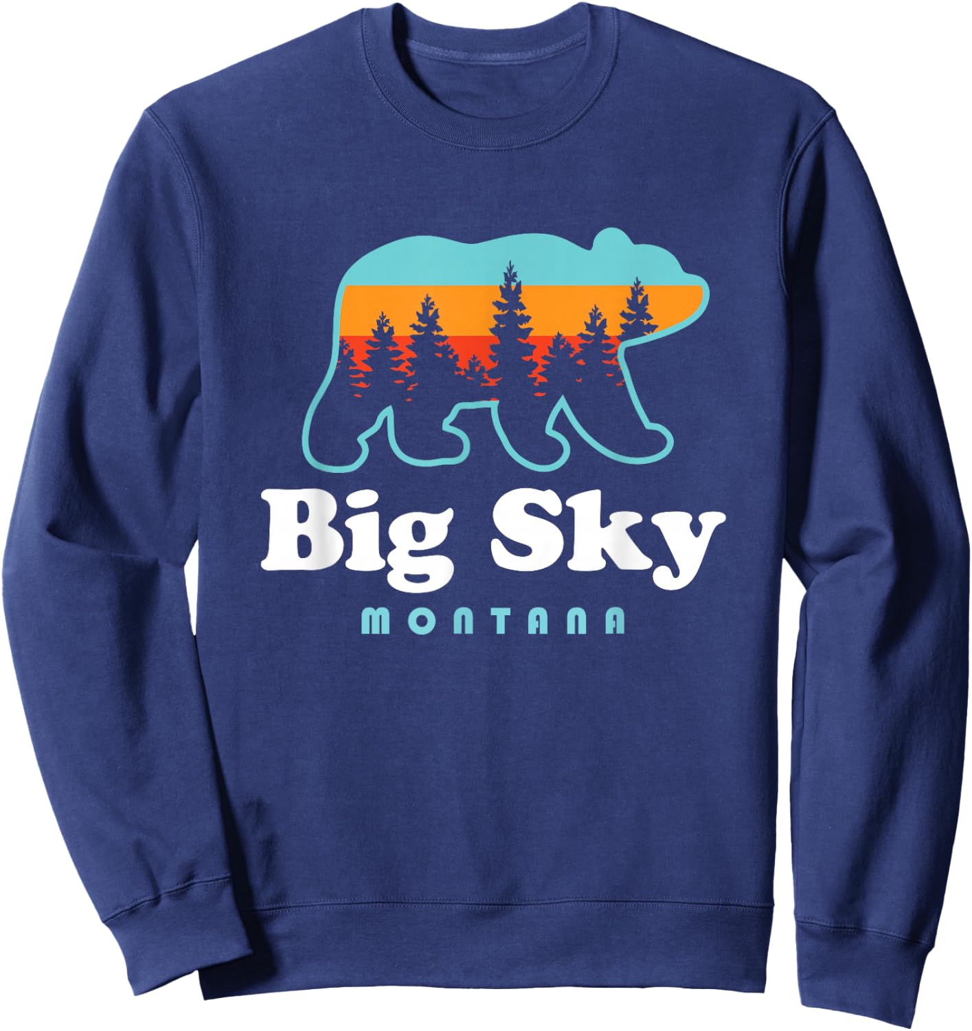 Big Sky Montana Bear Mountains Ski Trees Sweatshirt - Sweatshirt | Navy