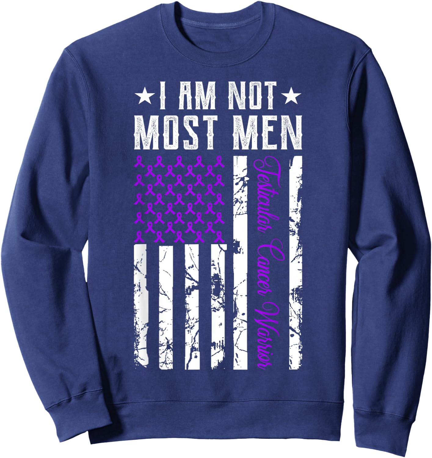 Testicular Cancer Shirt Gifts Awareness Ribbon Survivor Sweatshirt - Sweatshirt | Navy
