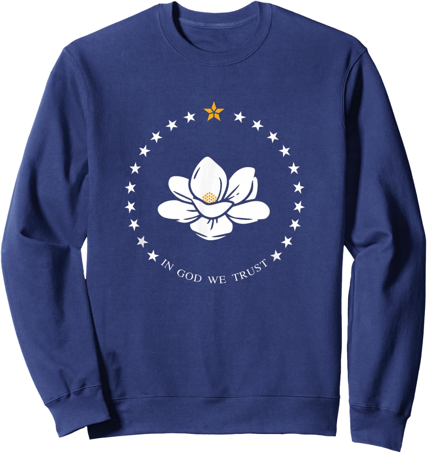 Mississippi Flag Magnolia In God We Trust Sweatshirt - Sweatshirt | Navy