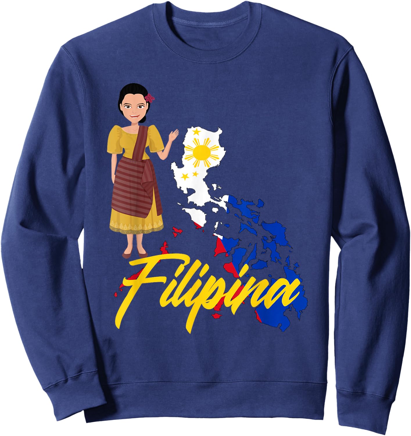 Pinay Proud Filipina Pride Woman Girl Funny Philippines Sweatshirt - Sweatshirt | Navy