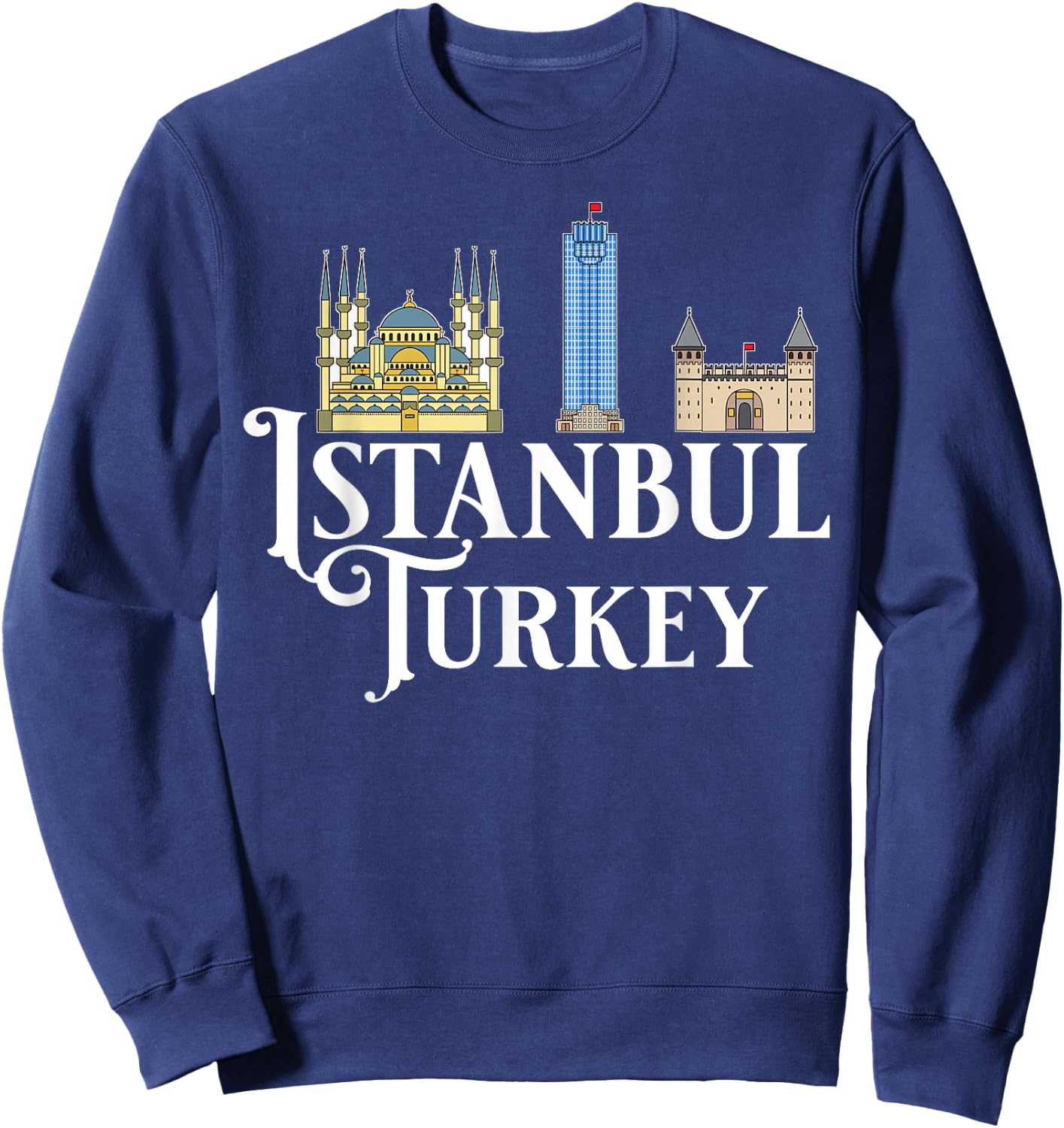 Istanbul Turkey City Skyline Map Travel Sweatshirt - Sweatshirt | Navy