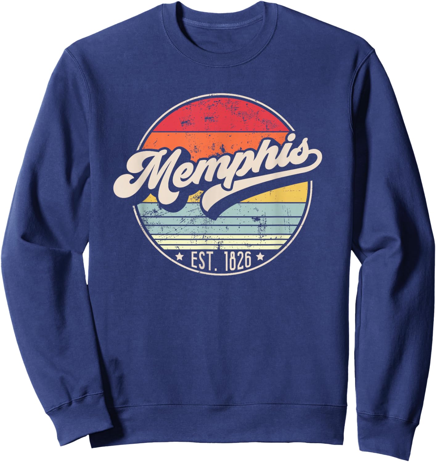 Retro Memphis TN Home City 70s Style Sunset Gift Sweatshirt - Sweatshirt | Navy