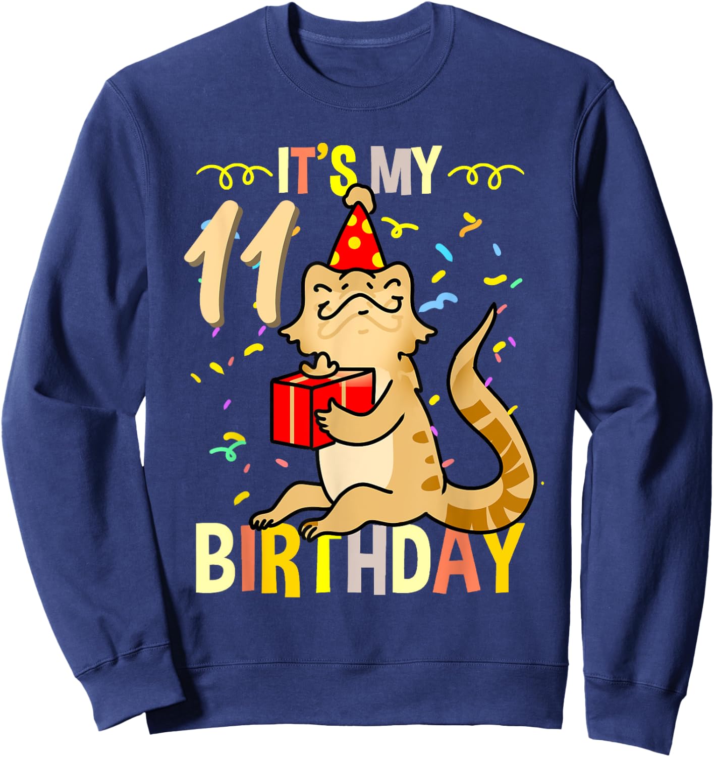 Its My 11th Birthday Bearded Dragon Lizard Lover Sweatshirt - Sweatshirt | Navy