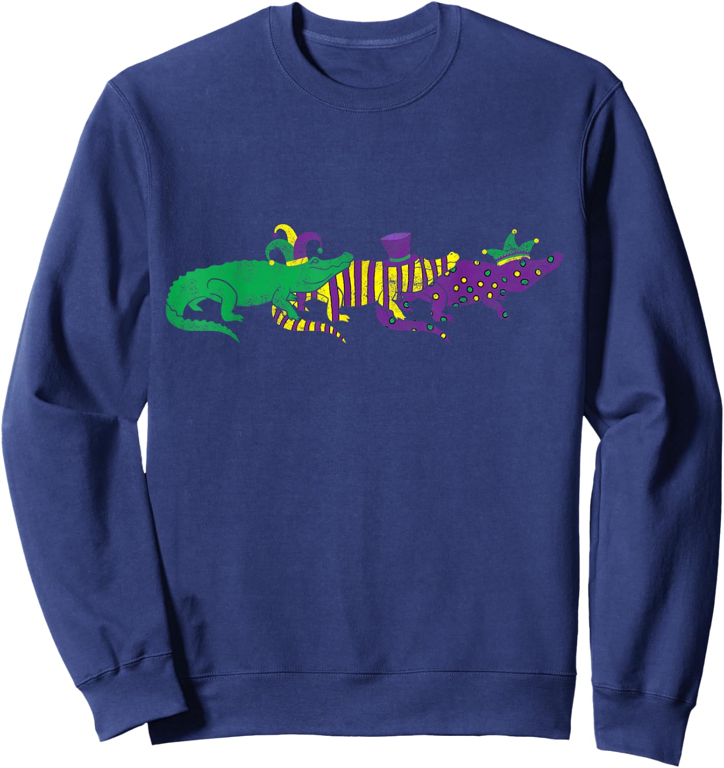 Mardi Gras Alligator Beads Festival Animals Lover Jester Hat Sweatshirt - Sweatshirt | Navy