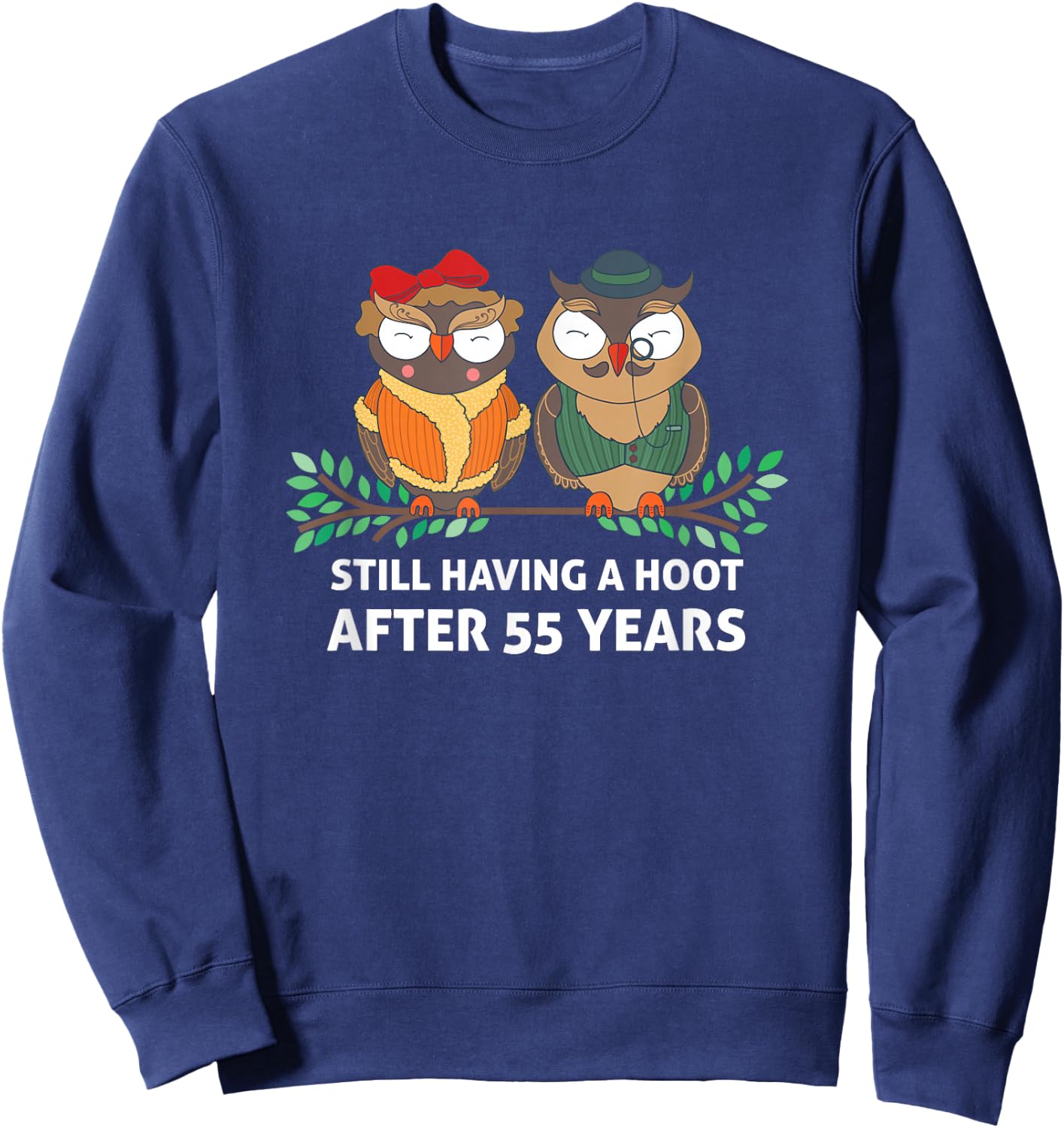 Funny 55th Wedding Anniversary Gift Couple Owls Sweatshirt - Sweatshirt | Navy