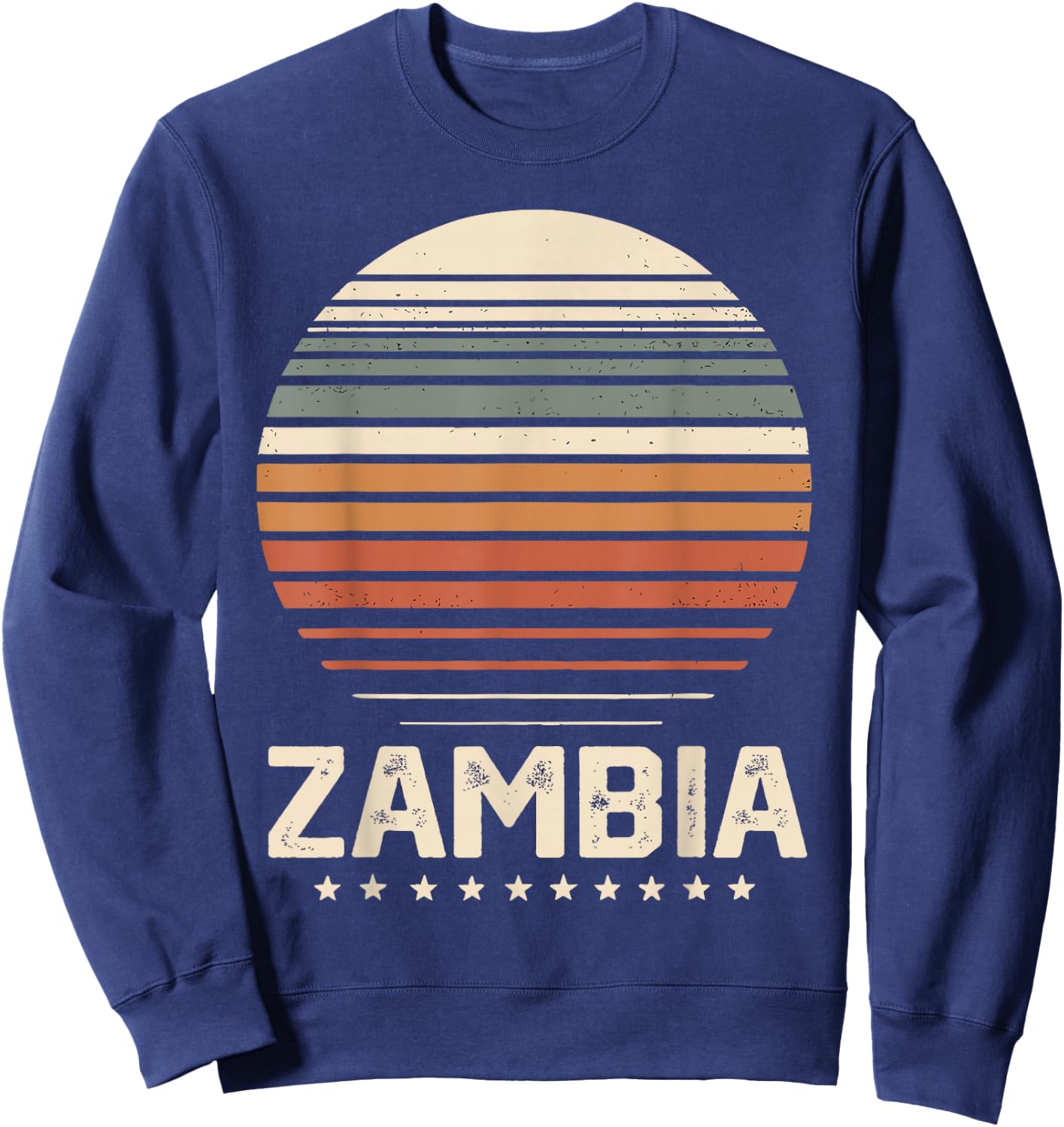 Zambia Vintage Retro I Love Zambia Sweatshirt - Sweatshirt | Navy