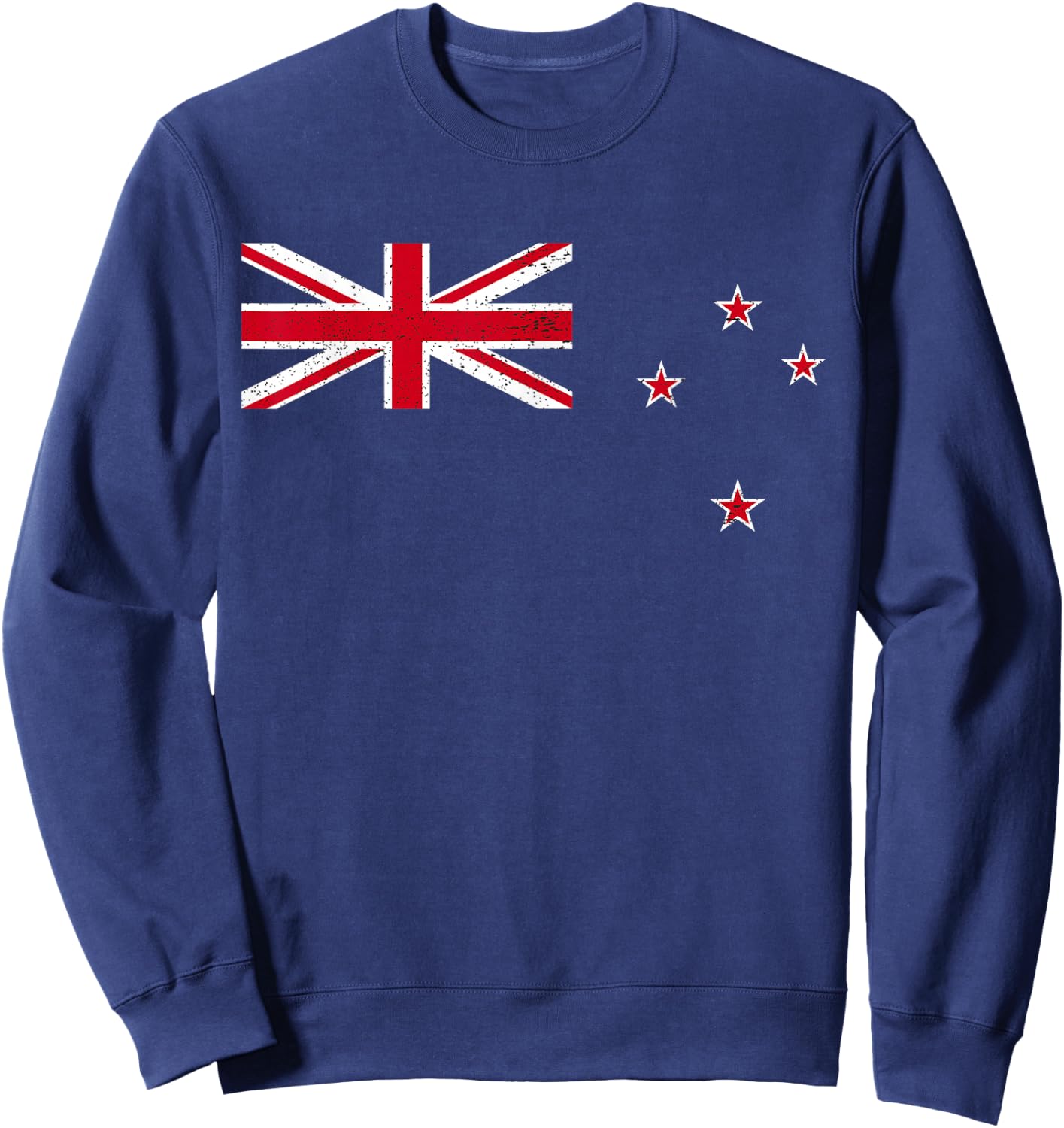 Vintage Retro Distressed New Zealand Union Jack Stars Flag Sweatshirt - Sweatshirt | Navy