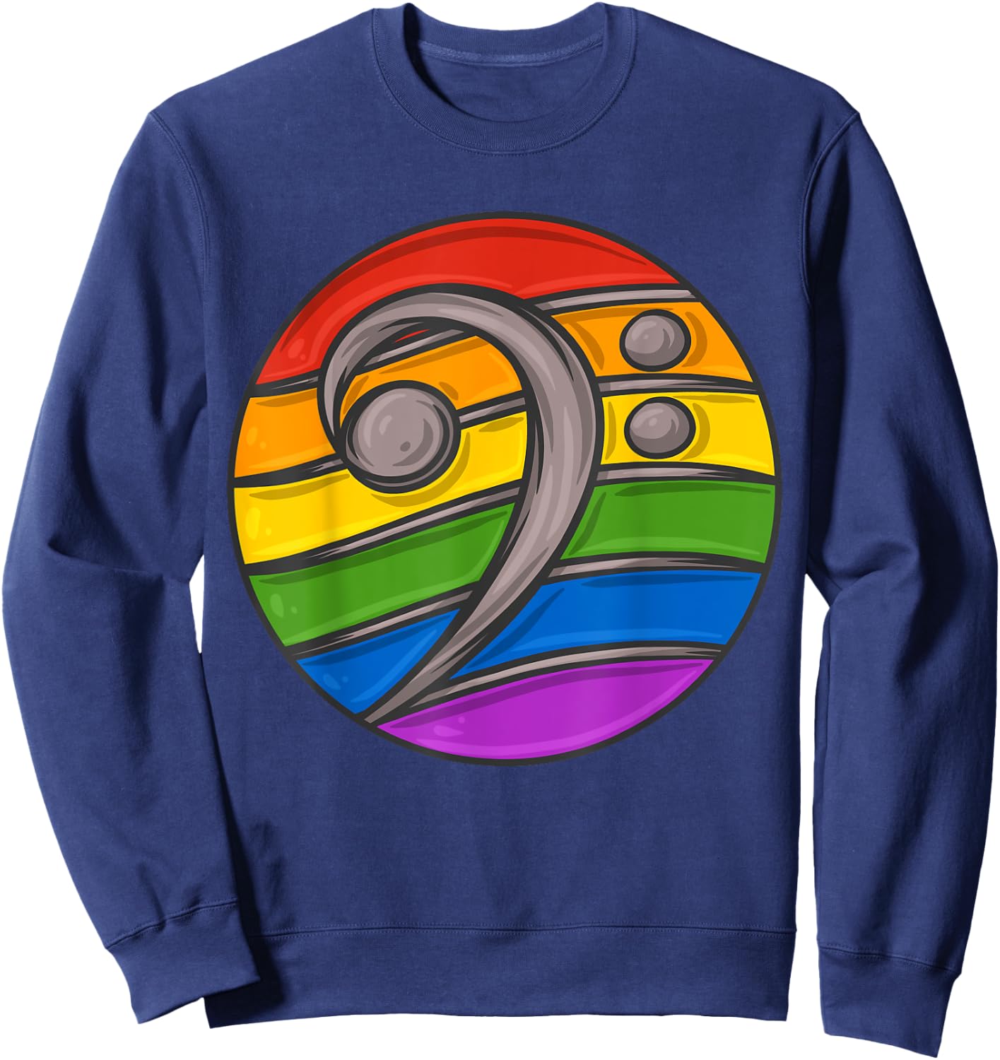 Bass Clef Headphones Notes Music Song Musician Rainbow Sweatshirt - Sweatshirt | Navy